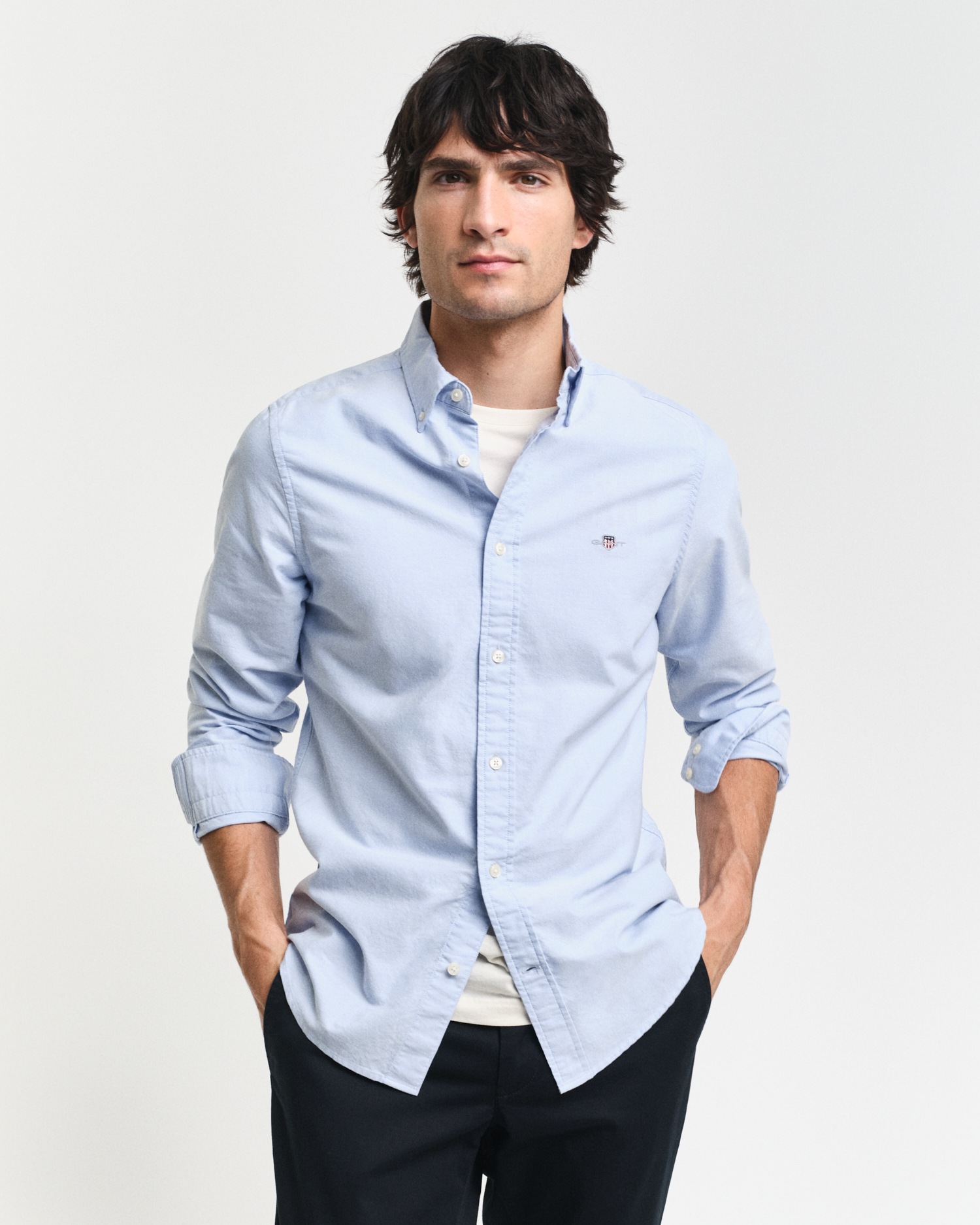 Gant Langarmhemd »Slim Fit Oxford Hemd strukturiert langlebig dicker«, Oxford Hemd Slim Fit