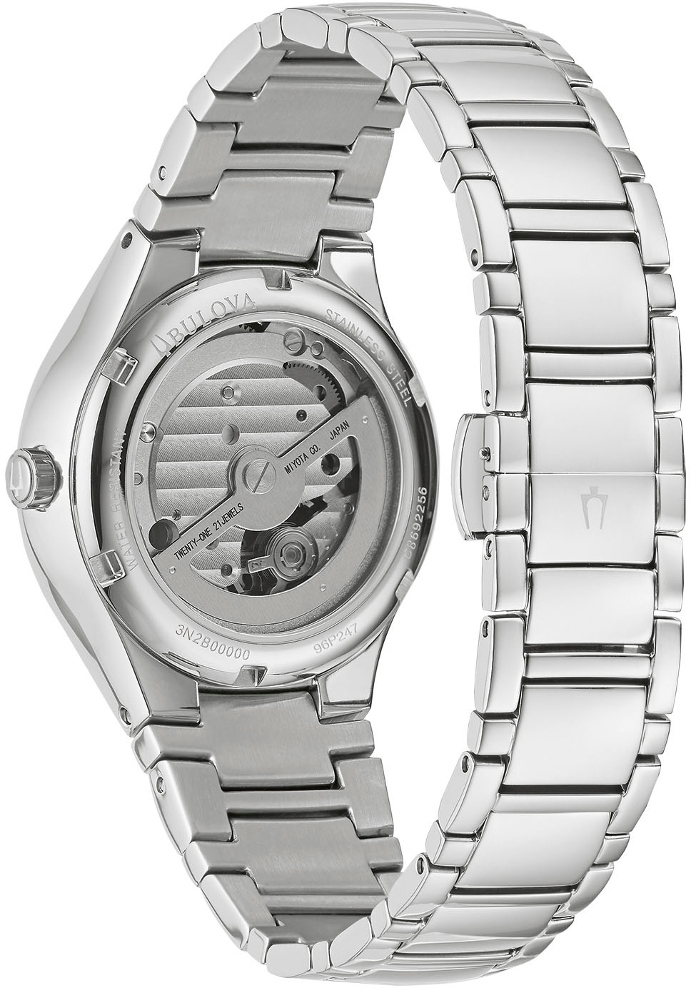 Bulova Automatikuhr »96P247«, Armbanduhr, Damenuhr, Edelstahlarmband, Perlmuttzifferblatt, Diamant