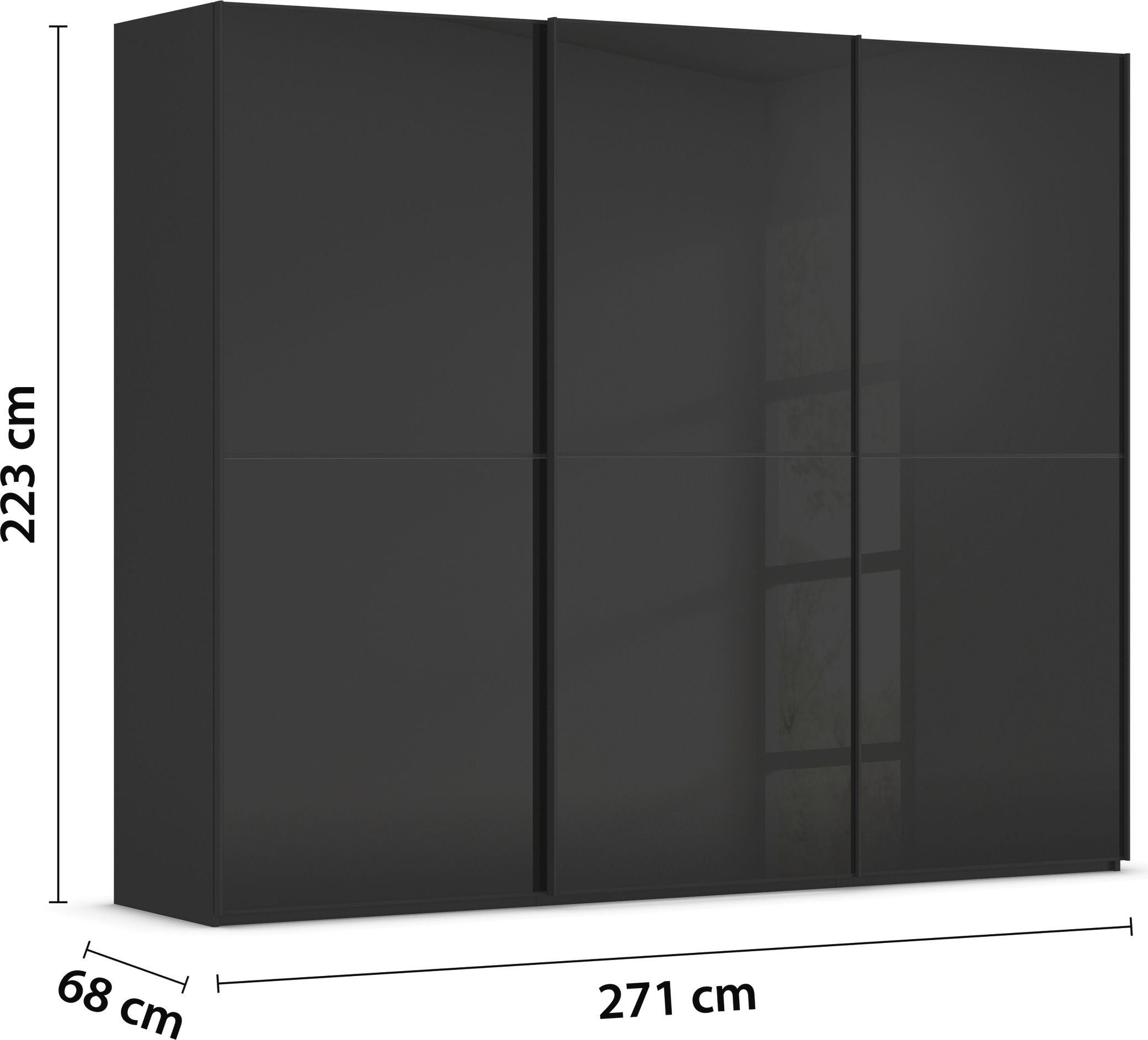 rauch Schwebetürenschrank »Kleiderschrank Schrank Garderobe Schlafzimmerschrank SCALE-DUO«, edle zweigeteilte Türen Glas-Front mit 3 Zierleisten MADE IN GERMANY