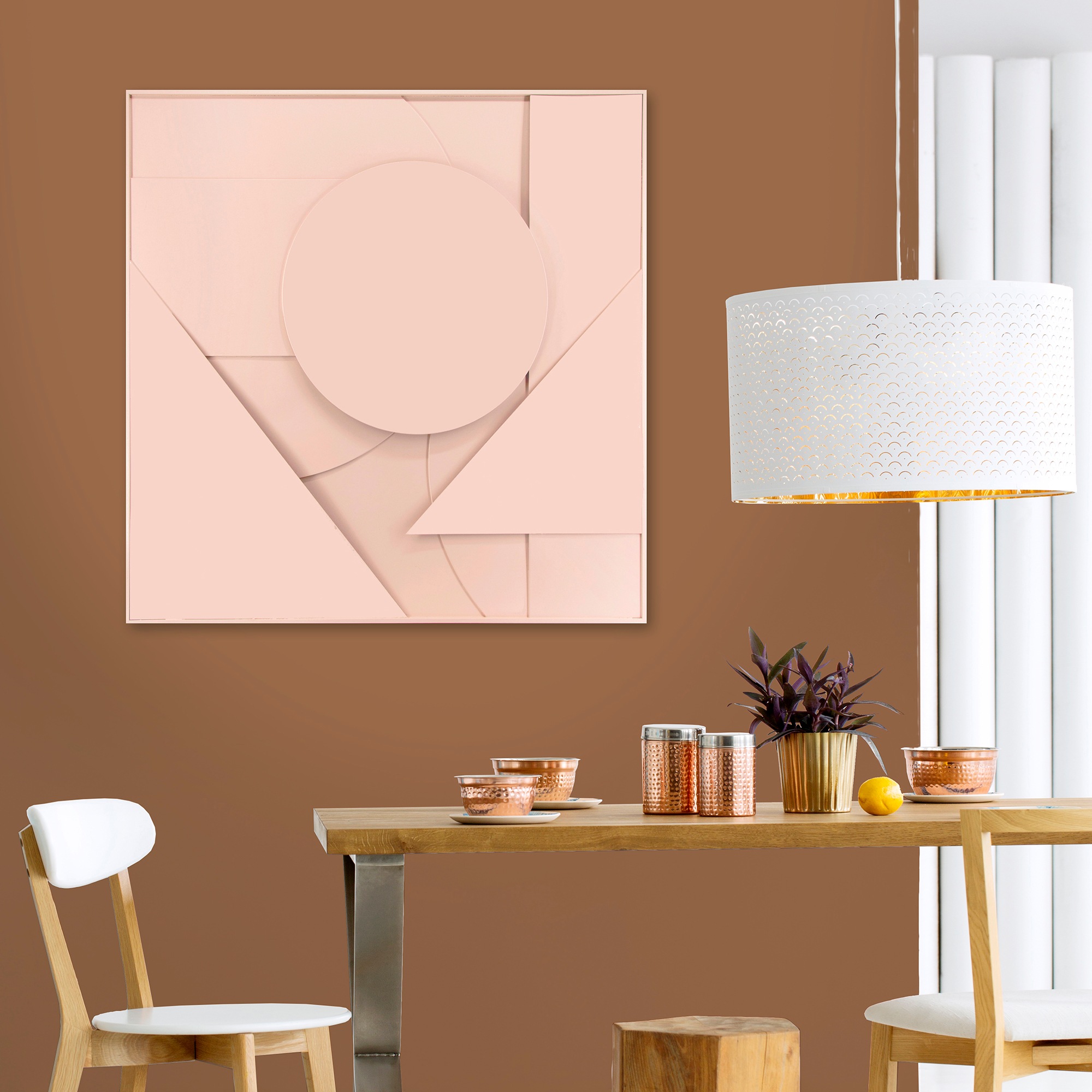 Art for the home Bild mit Rahmen »Abstract 3D« 1 Stk. tlg. Wanddeko Ornament Beige 80x80cm
