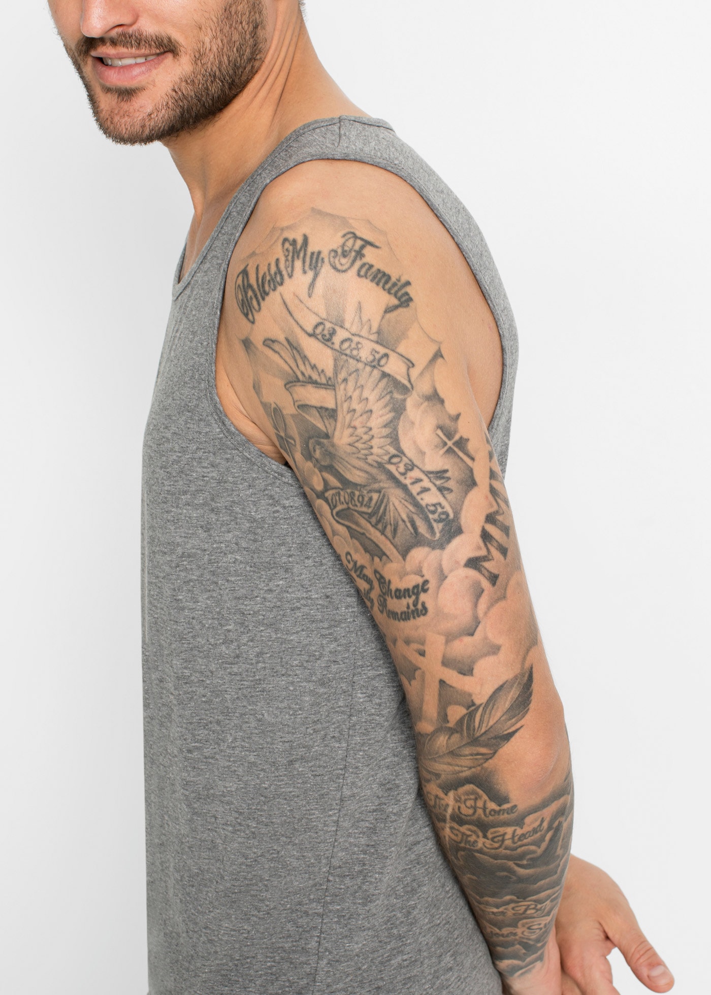 bonprix Tanktop Packung, 3 Stk. Regular Fit, Rundhalsausschnitt