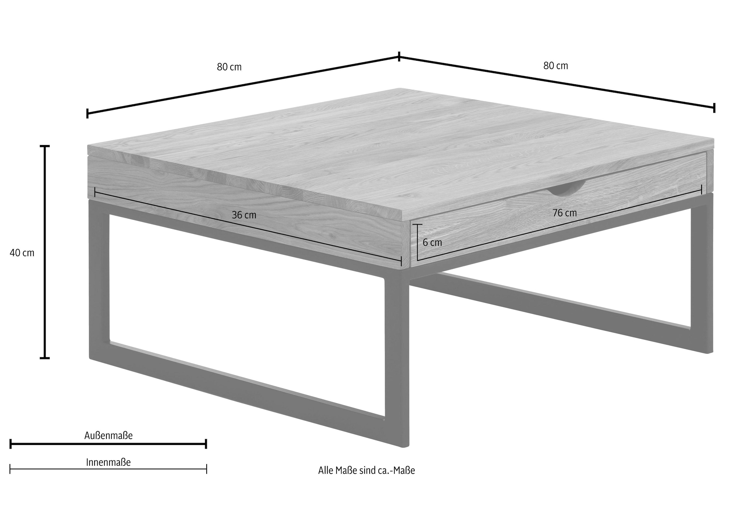 Home affaire Couchtisch »Betula«, zertifiziertes Massivholz (Eiche), in 3 verschiedenen Farbvarianten
