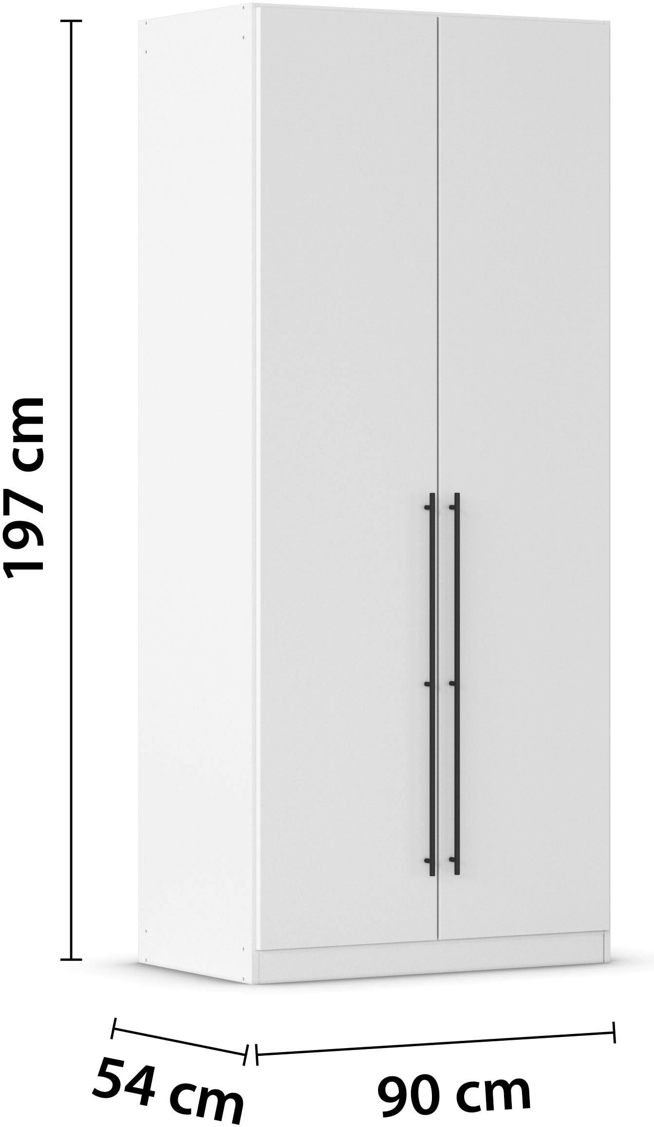 rauch Kleiderschrank »Drehtürenschrank Schrank Garderobe Wäscheschrank Schlafzimmer AVOLA«, (in 3 verschiedenen Ausstattungen BASIC/CLASSIC/PREMIUM), mit hochwertigen Stangengriffen in Schwarz aus Metall MADE IN GERMANY