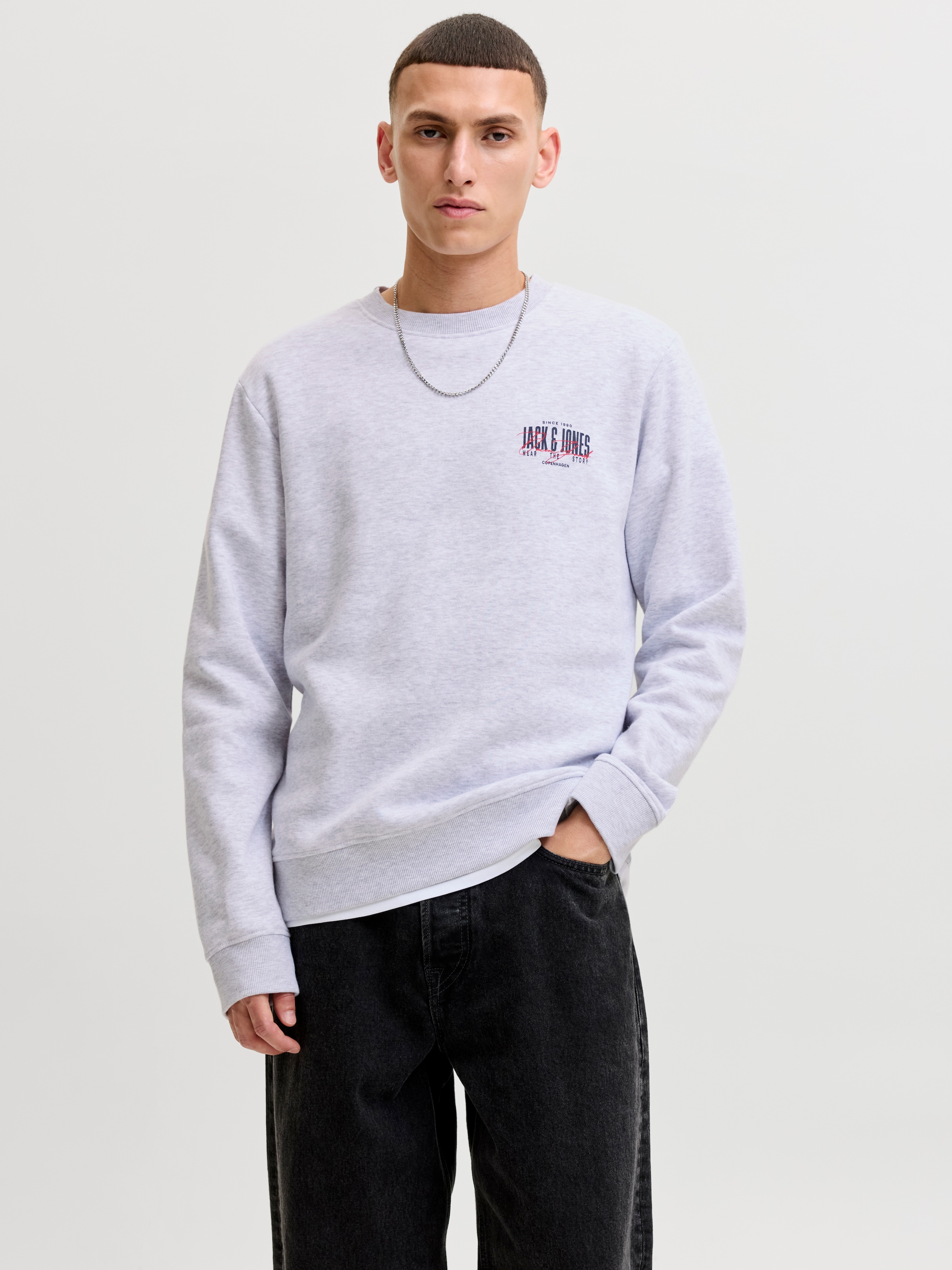 Jack & Jones Sweatshirt »JJAERO SWEAT CREW NECK«, Materialmix, regular fit
