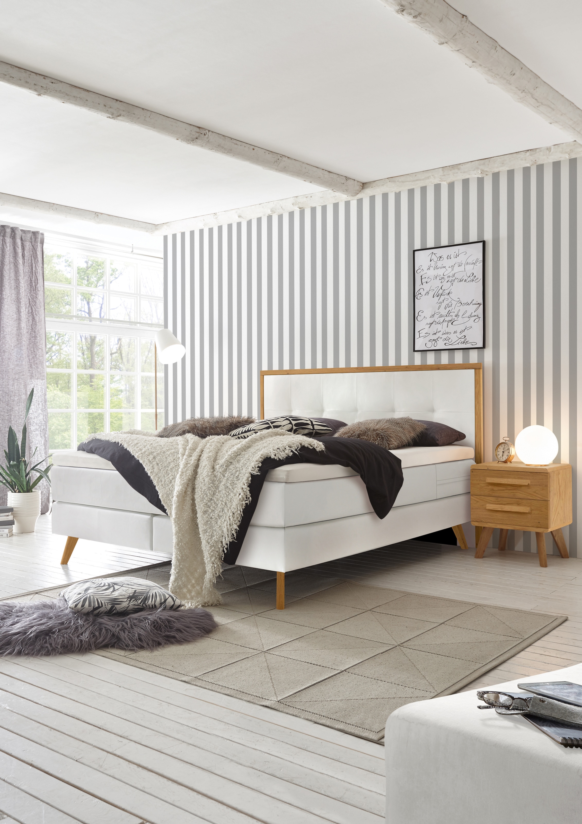 HASENA Boxspringbett »Nordic« modernes Design, Nordic Bett, gestepptes Kopf günstig online kaufen