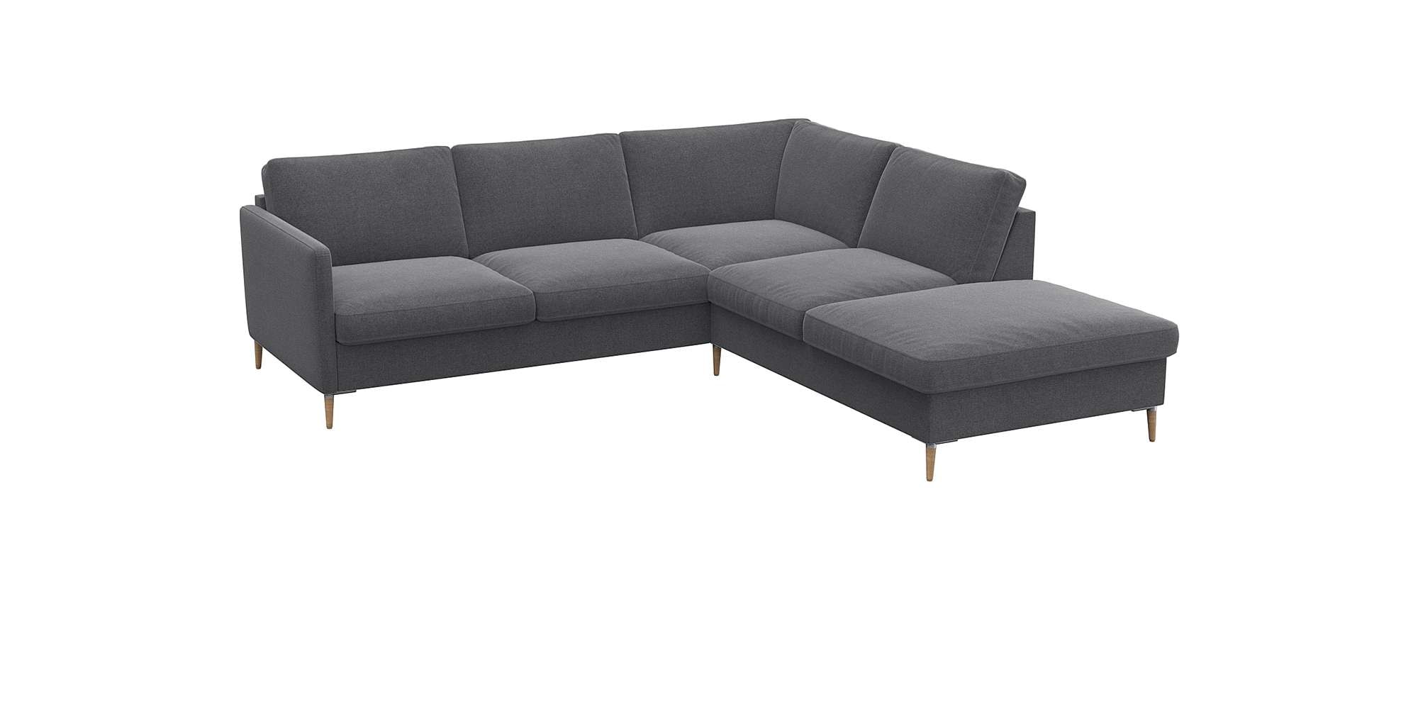 FLEXLUX Ecksofa "Fiore, L-Form", breite Armlehnen, Füße Alu/Eiche, B/T 234/ günstig online kaufen