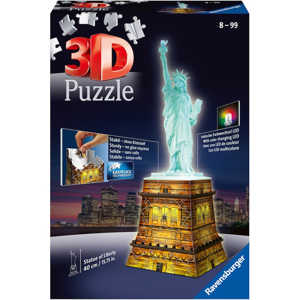 Ravensburger 3D-Puzzle »Freiheitsstatue bei Nacht«, mit Farbwechsel LEDs; Made in Europe, FSC® - schützt Wald - weltweit