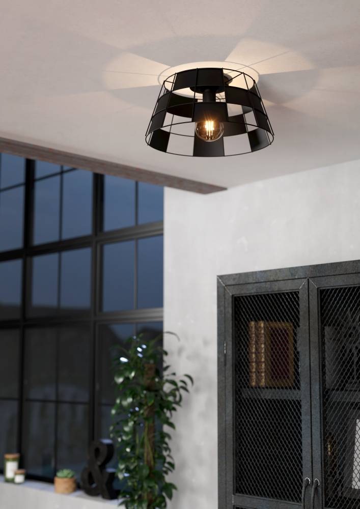 EGLO Deckenleuchte »PONTEFRACT«, 1 flammig, Leuchtmittel E27 | ohne Leuchtmittel, Deckenleuchte, Wohnzimmerlampe aus Metall in Schwarz, Ø 42 cm