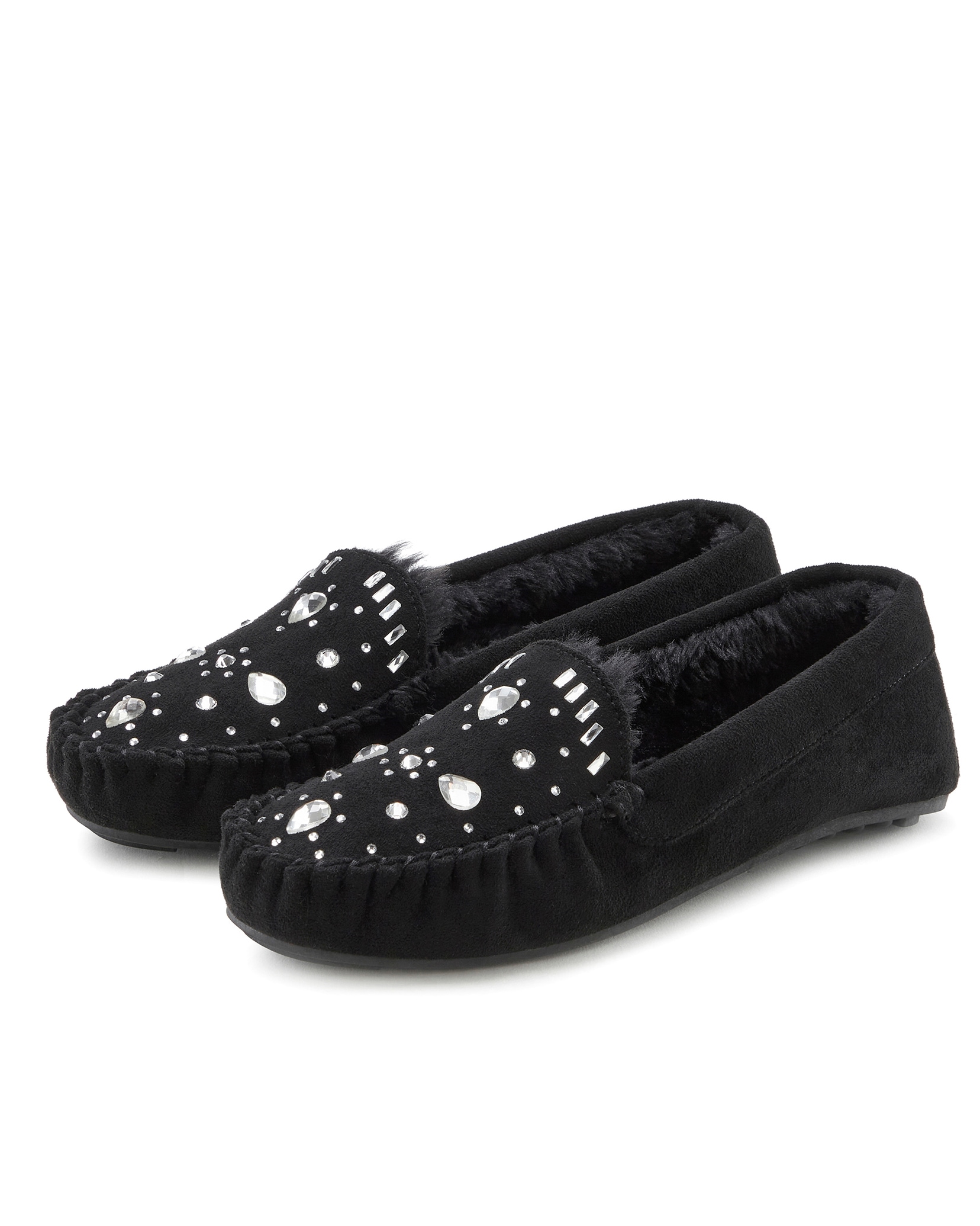 Vivance Hausschuh, Pantolette, Pantoffel, Ballerina mit Schmucksteinchen VEGAN
