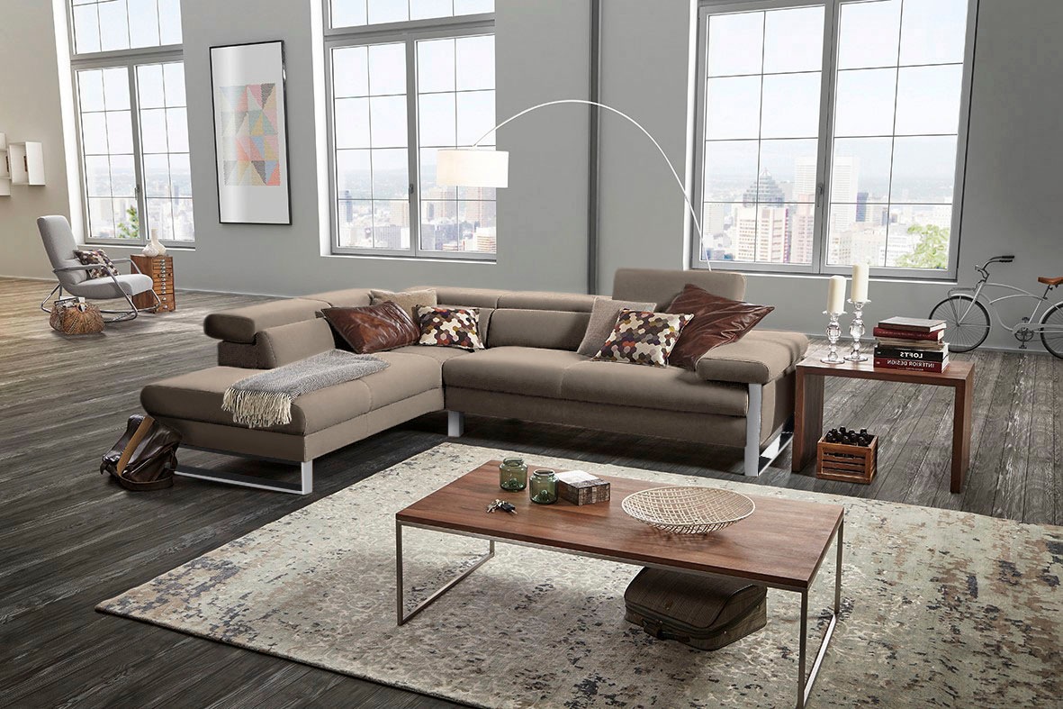 W.SCHILLIG Ecksofa »finn, toller Sitzkomfort, L-Form, hochwertige Verarbeitungsdetails«, German Design Award 2016, Fußgestell Chrom glänzend, Breite 281 cm