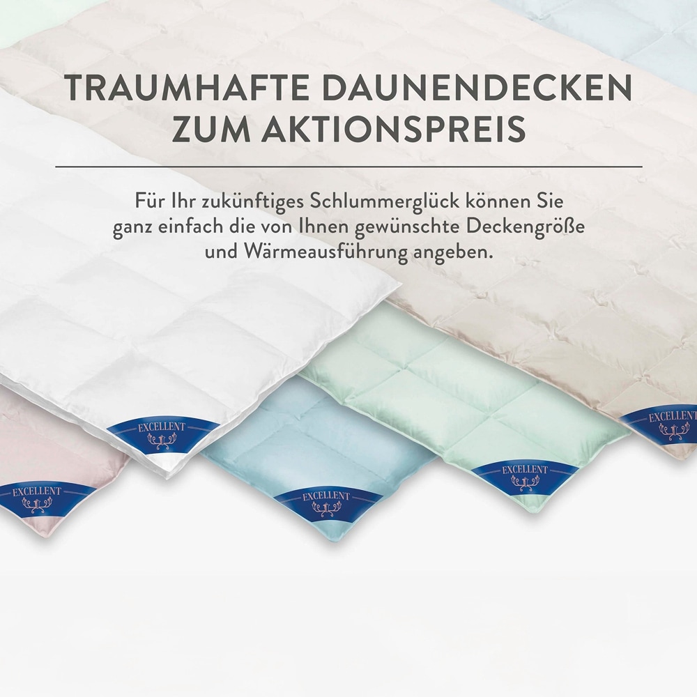 Excellent Daunenbettdecke »Überraschungsbox«, leicht, Füllung 90% Daunen, 10% Federn, Bezug Baumwolle, (1 St.), absoluter Sonderpreis, wegen Lagerräumung, Solange der Vorrat reicht