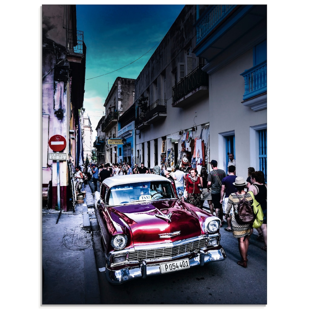 Artland Glasbild »Leben in Havanna«, Auto, (1 St.)