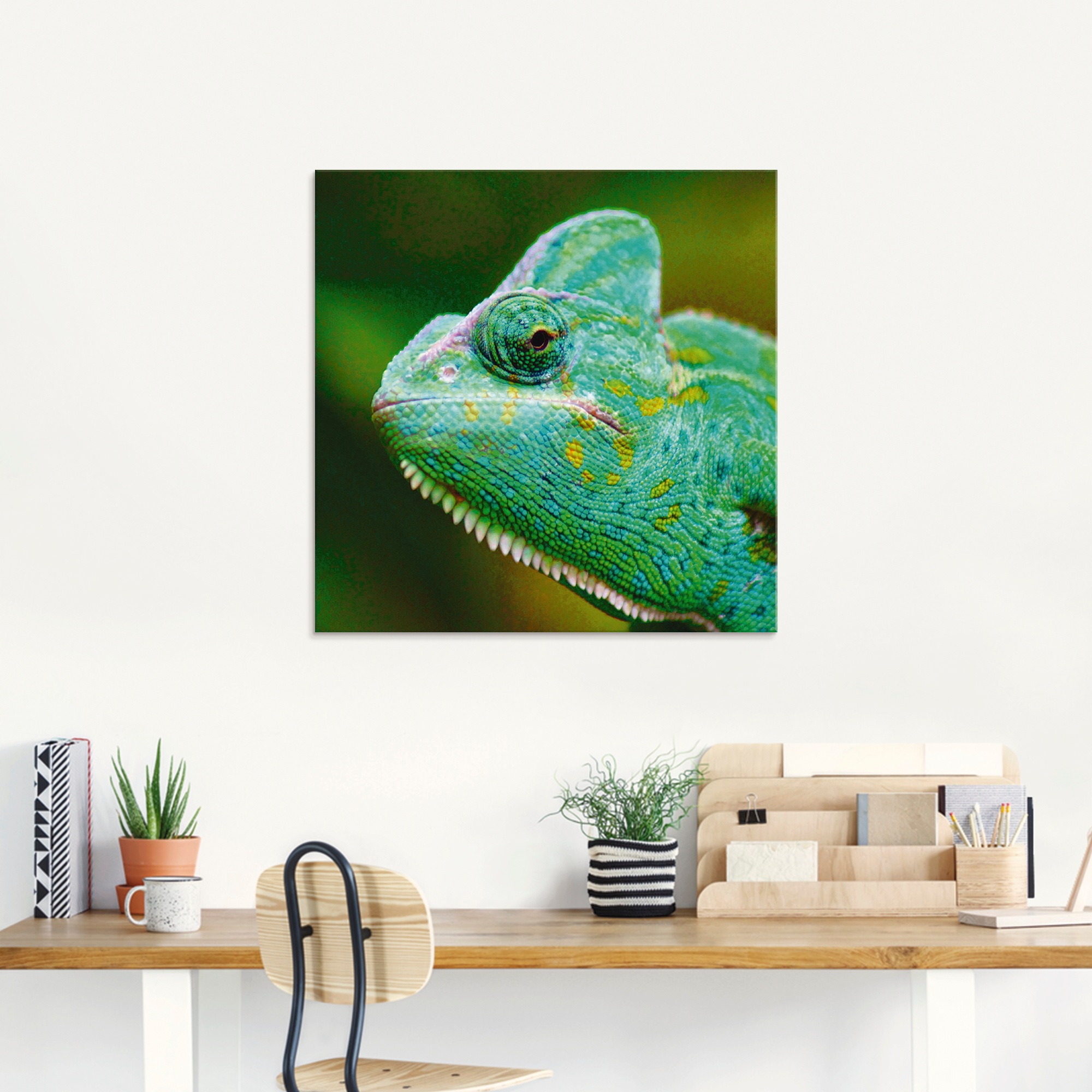 Artland Glasbild »Jemenchamäleon Portrait«, Reptilien, (1 St.), in verschiedenen Größen