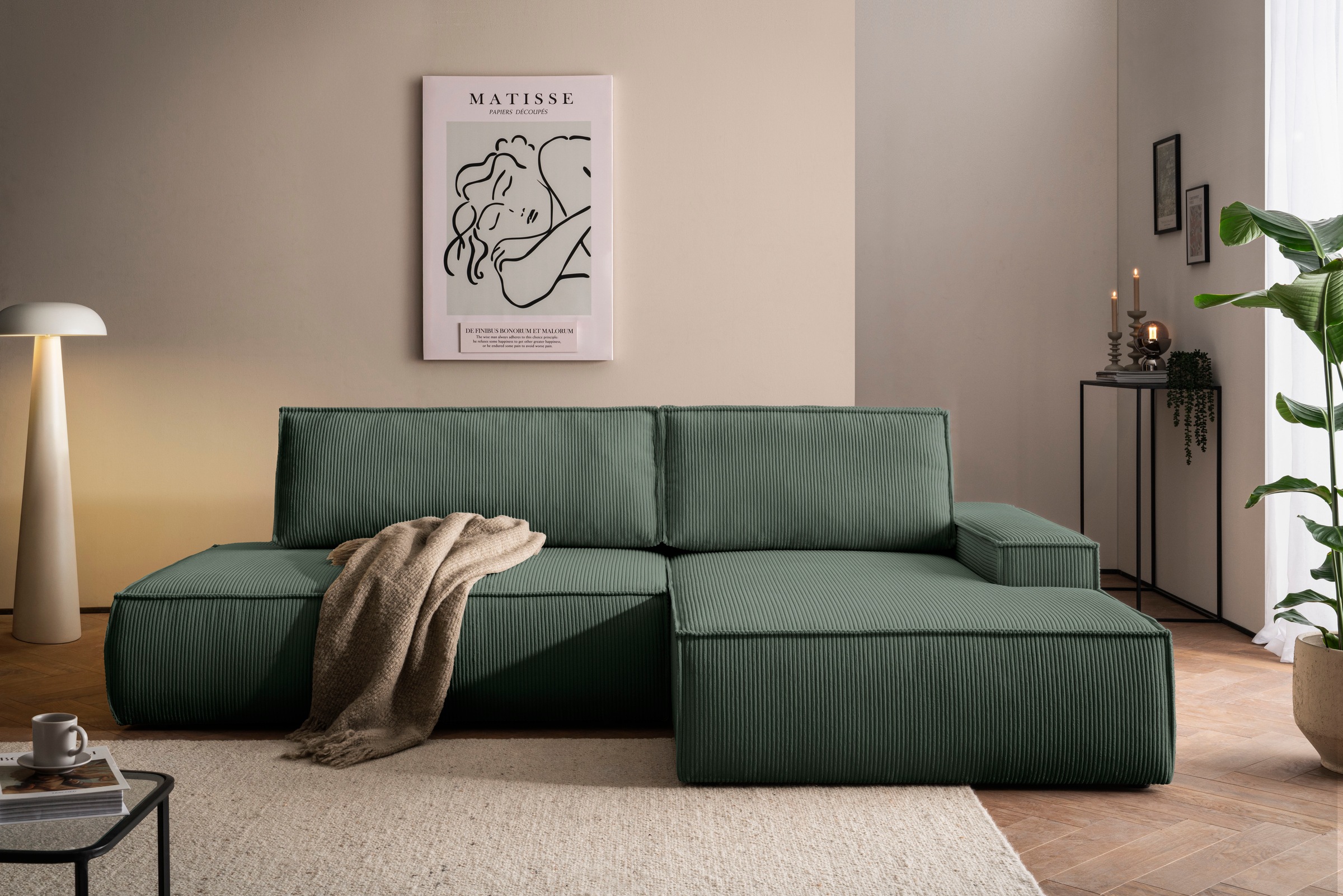 Home affaire Ecksofa »SHERWOOD, Schlafsofa in L-Form offen (275cm), Cord, L günstig online kaufen