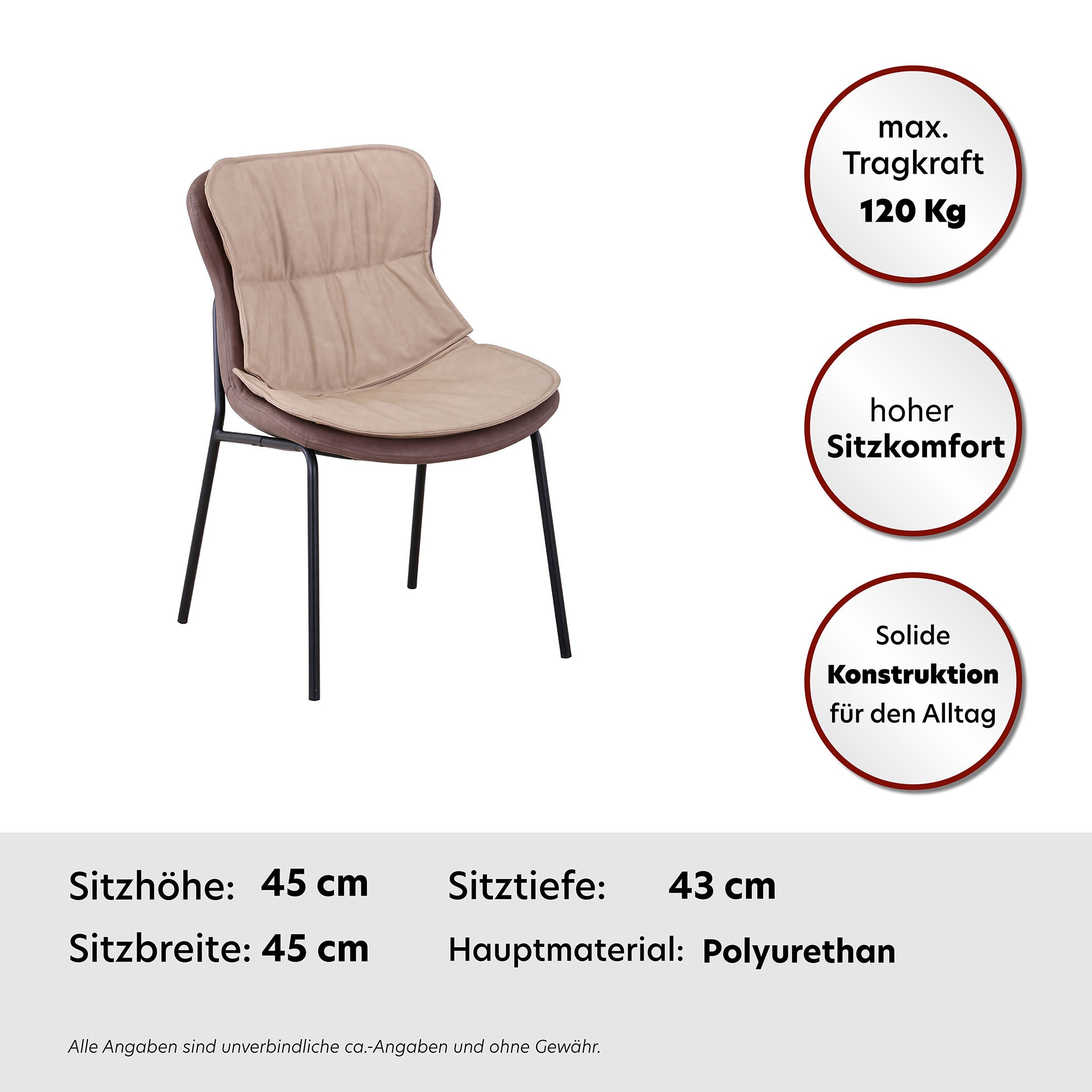 Kayoom Polsterstuhl, 1 St., pflegeleicht, bequem, angenehme Sitzfläche, mit trendigen Ziernähten