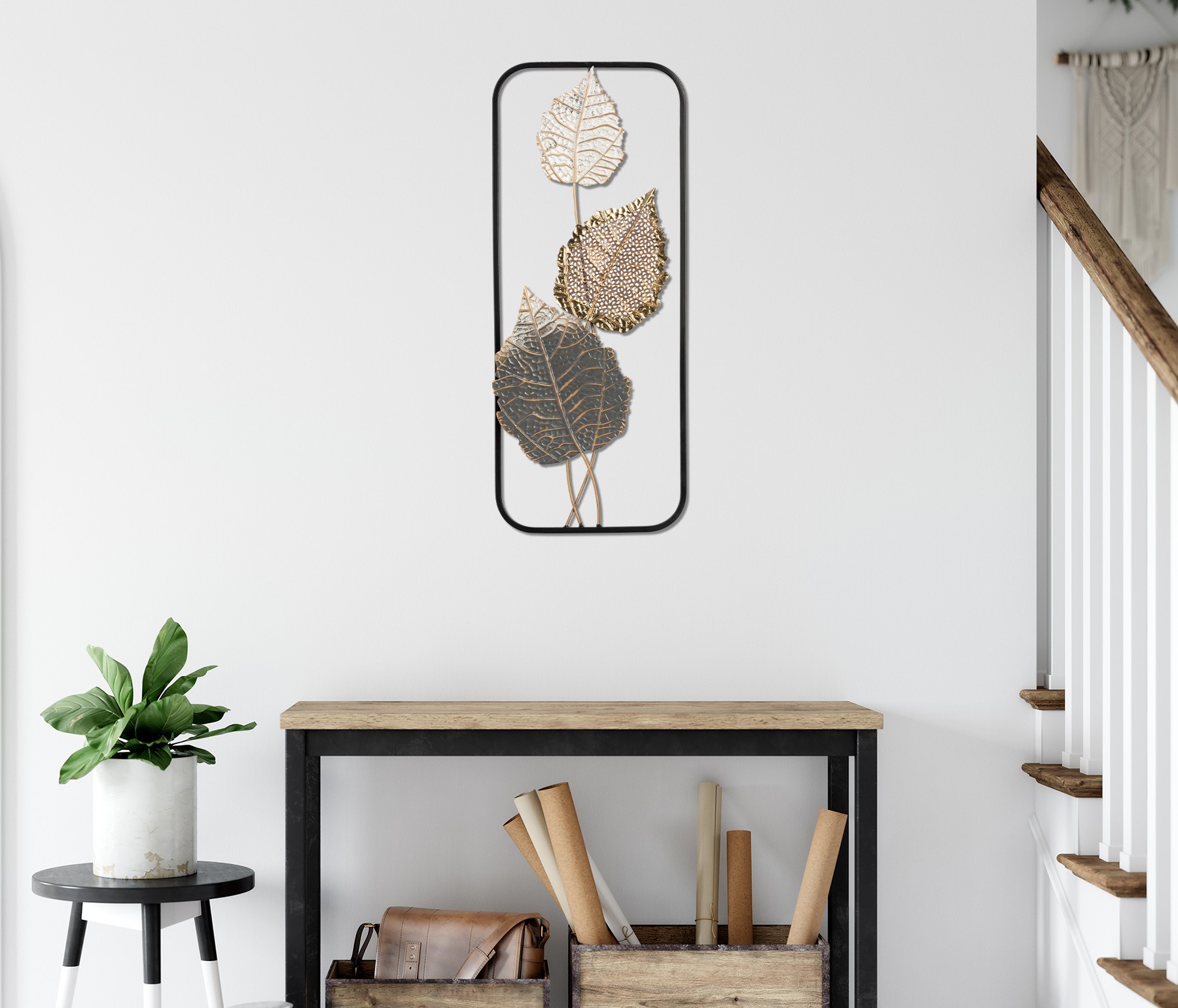 Bönninghoff Metallbild »BLÄTTER 25x61 cm – Deko modern«