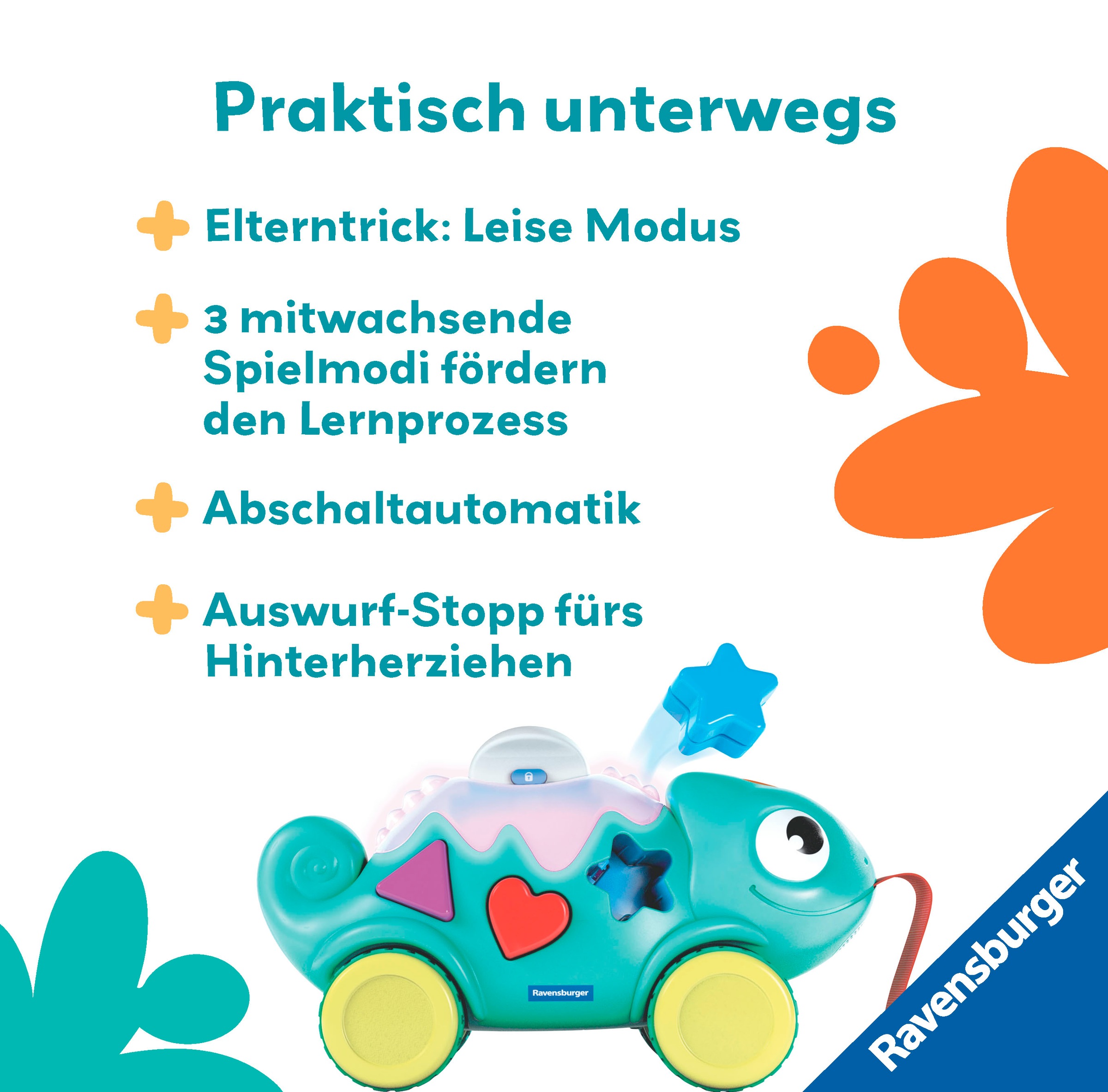 Ravensburger Steckspielzeug »Play+ Musikalisches Farben & Formen Chamäleon«, Made in Europe