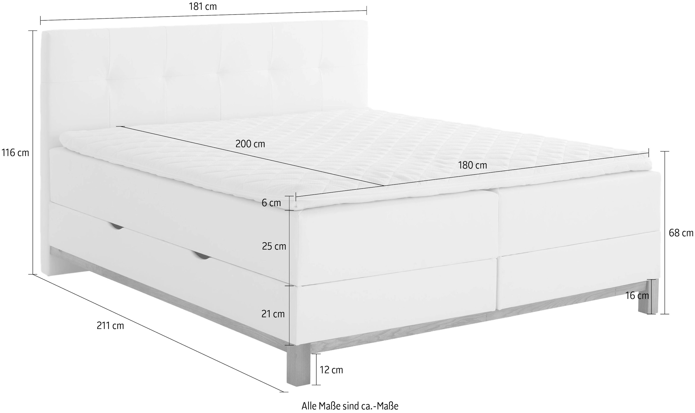 meise.möbel Boxspringbett »Catania«, mit Bettkasten und Topper