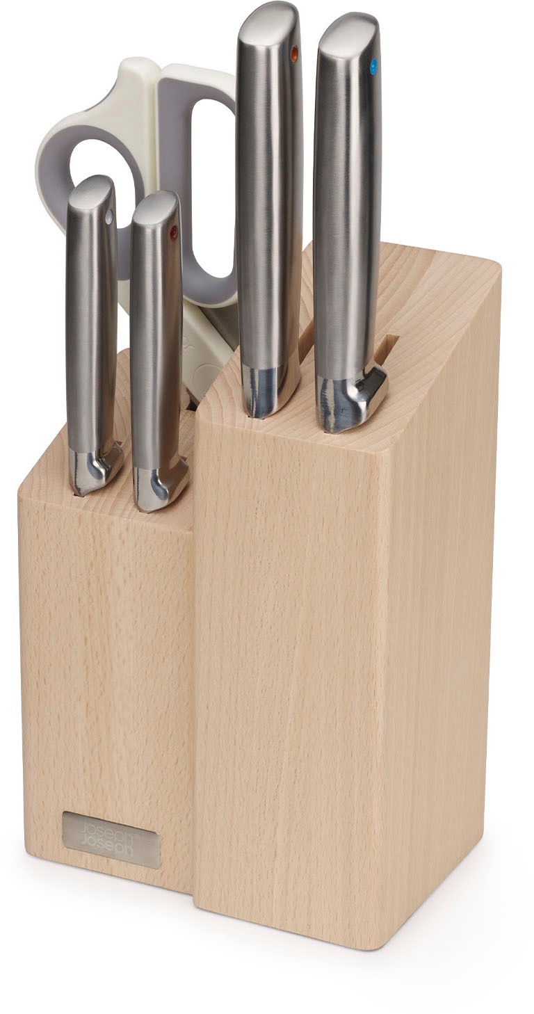 JOSEPH JOSEPH Messer-Set »Elevate Fusion 5pc Knife & Scissor Block« rutschfest, japanischer Edelstahl braun