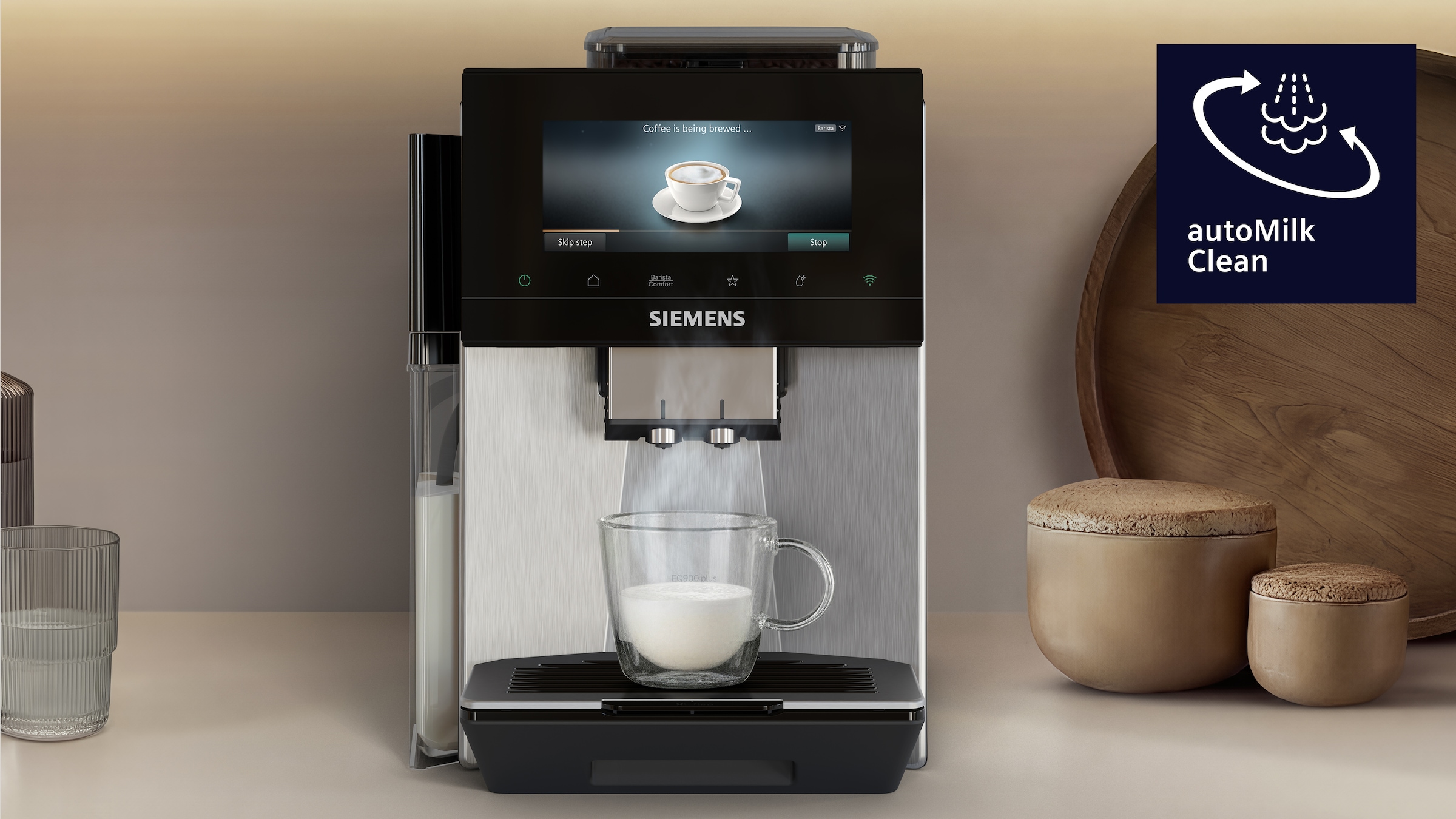 SIEMENS Kaffeevollautomat »TQ923EZ3« farbiges 6.8'' TFT-Display, individuelle Aromaeinstellung, Edelstahl