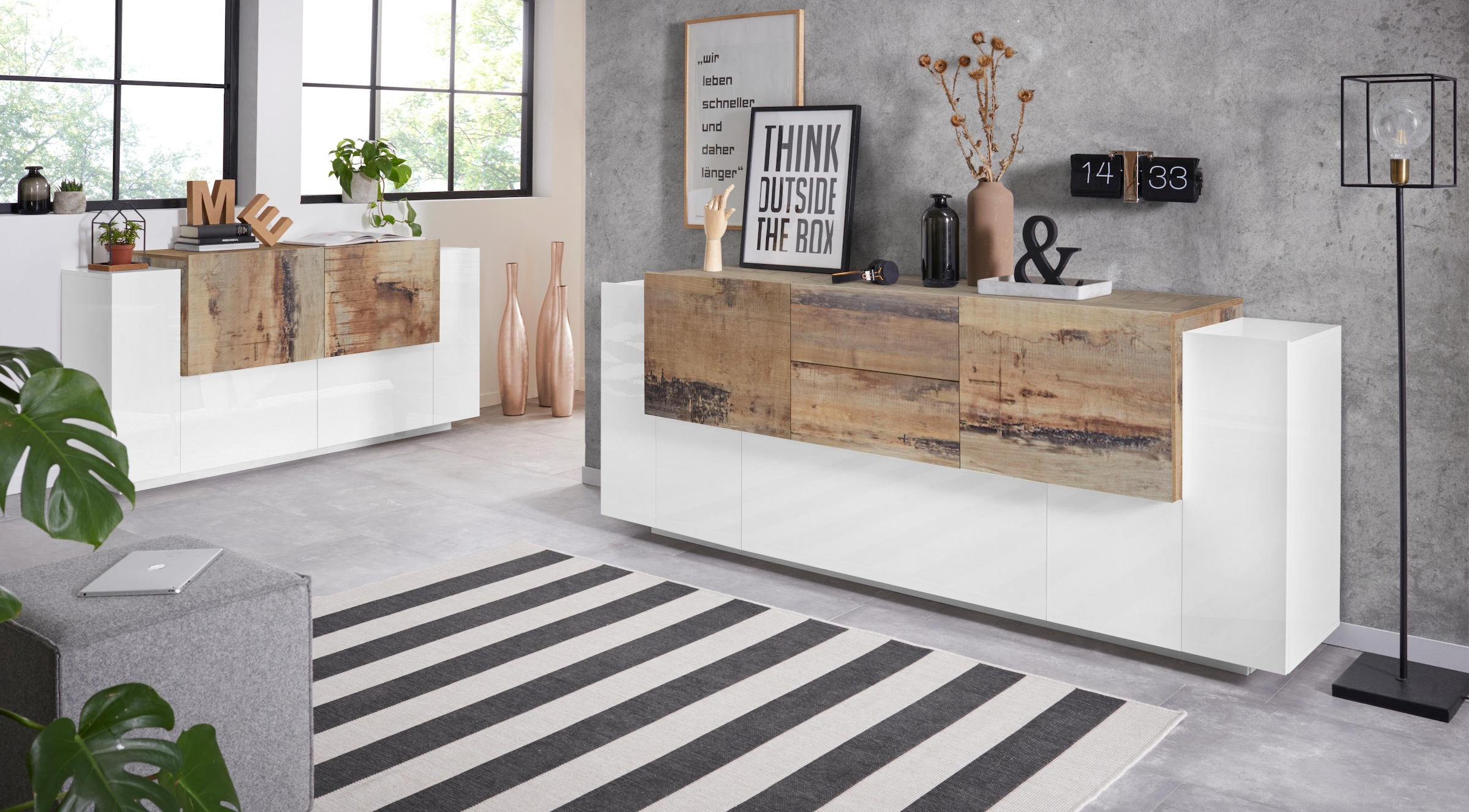 INOSIGN Sideboard »Coro, Kommode, Schrank, Kredenz, grifflos mit Einlegeböden«, 4 Türen, Doppeltiefe, B/T/H 160x86x45cm