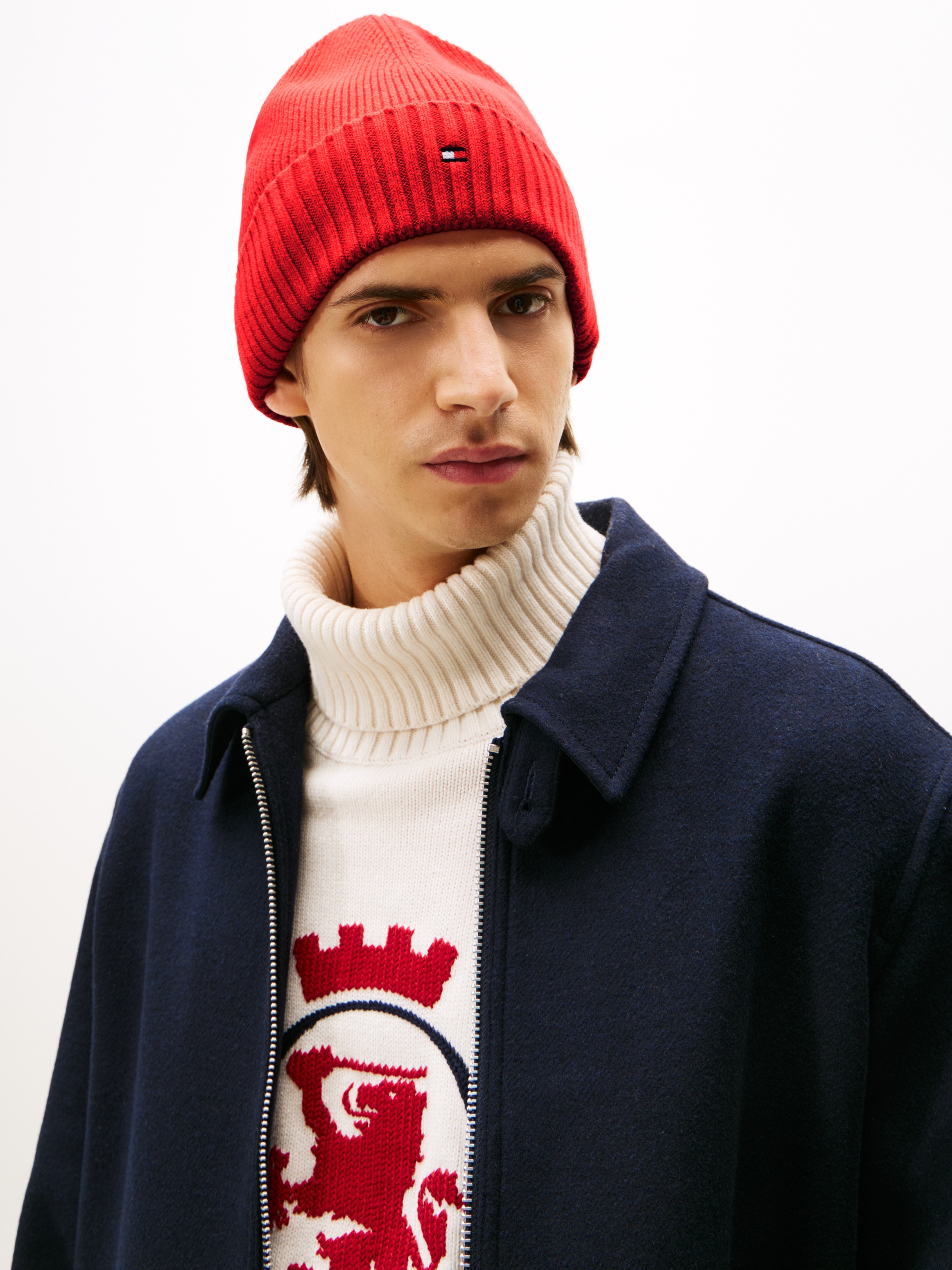 Tommy Hilfiger Strickmütze »TH FLAG PIMA COTTON BEANIE«, mit Logostickerei