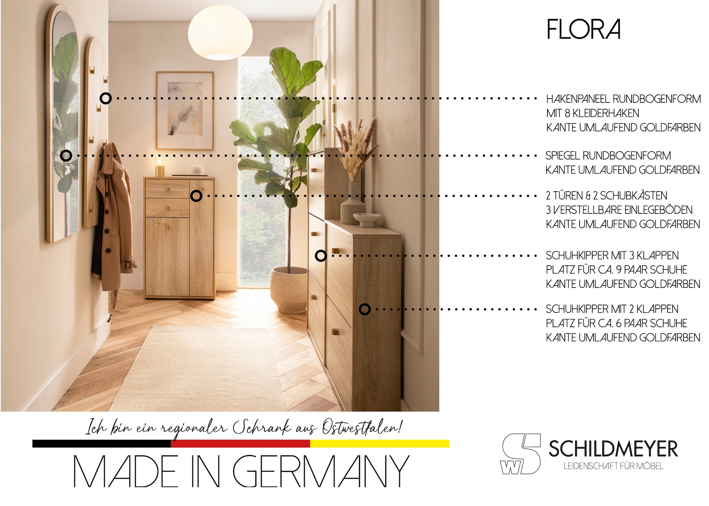 Schildmeyer Wandspiegel »Flora, Breite« Made in Germany