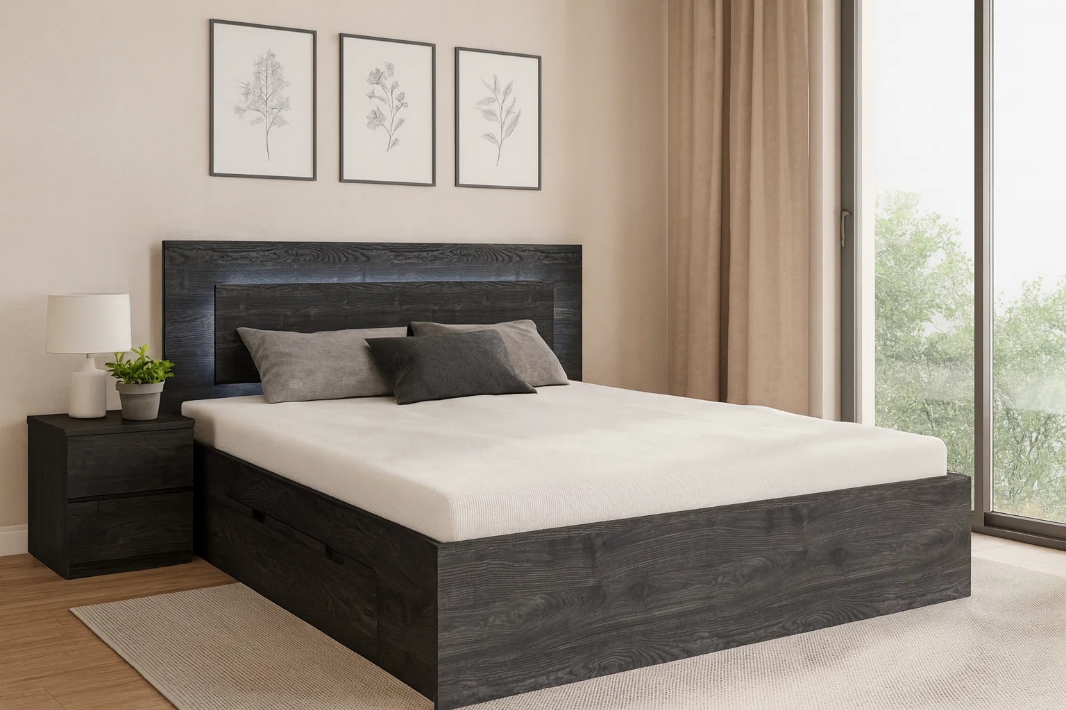 Home affaire Bett »PRESSAC mit Schubladen und Beleuchtung, in 2 Breiten - 1 günstig online kaufen