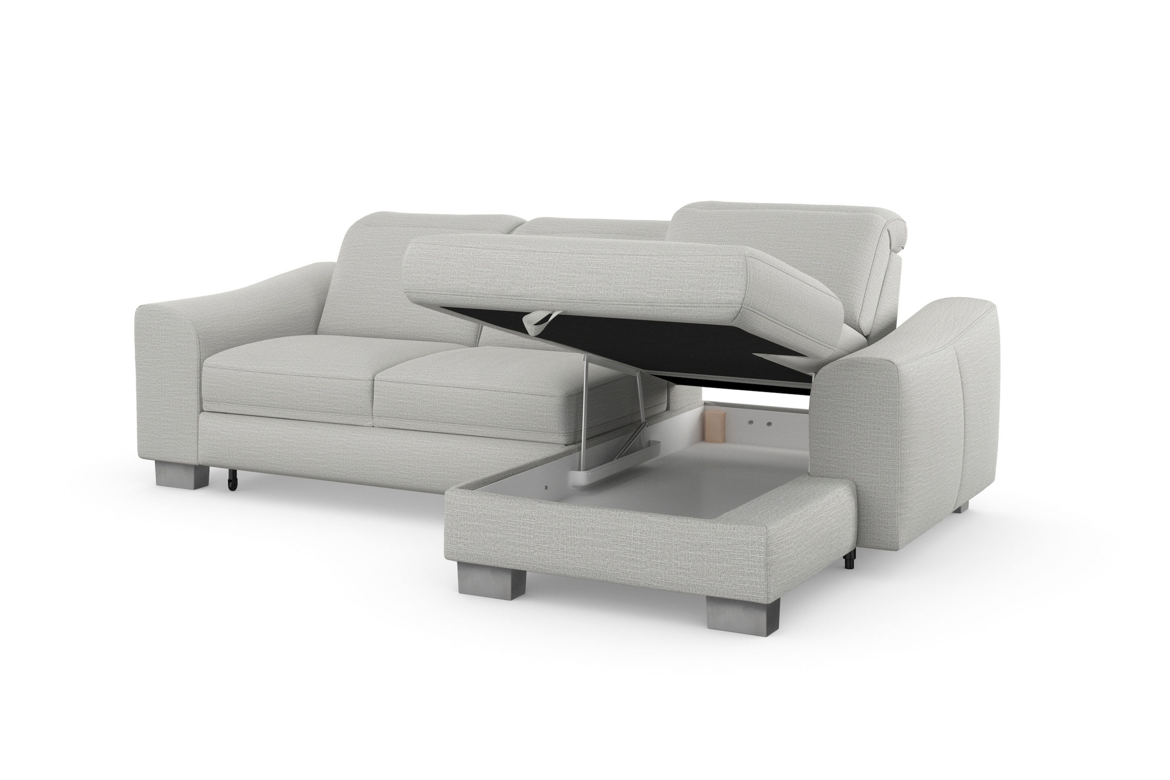 sit&more Ecksofa »Dundee L-Form«, mit Federkern und Edelstahlfüßen, wahlweise mit Kopfteilverstellung