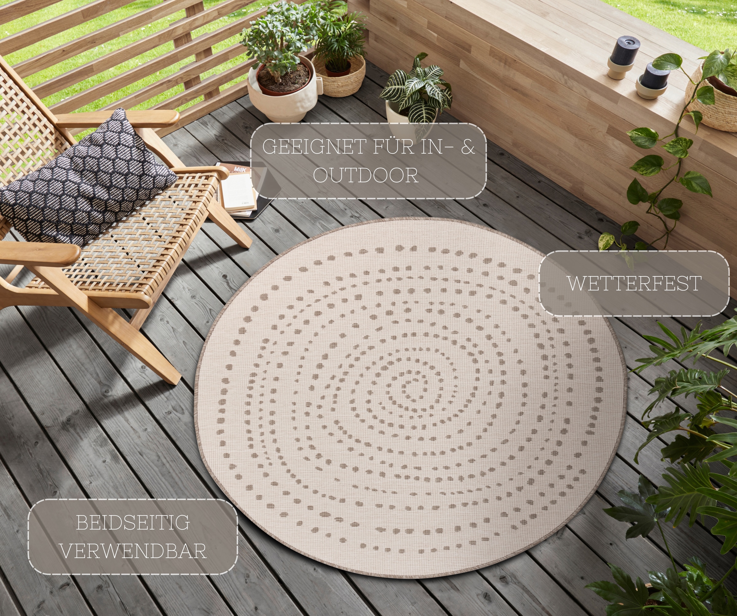 NORTHRUGS Teppich »Bali«, rund, 5 mm Höhe, In-& Outdoor, Wetterfest, Balkon günstig online kaufen