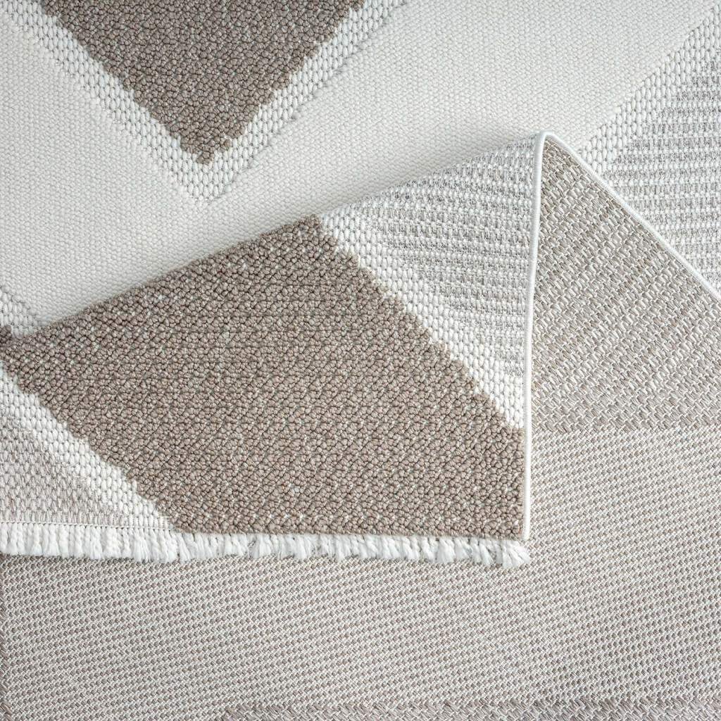 Carpet City Teppich »LINDO 8877«, rechteckig, 11 mm Höhe, Kurzflor, Hochtief-Muster/ 3D-Effekt, Fransen, Boho-Stil, Wohnzimmer