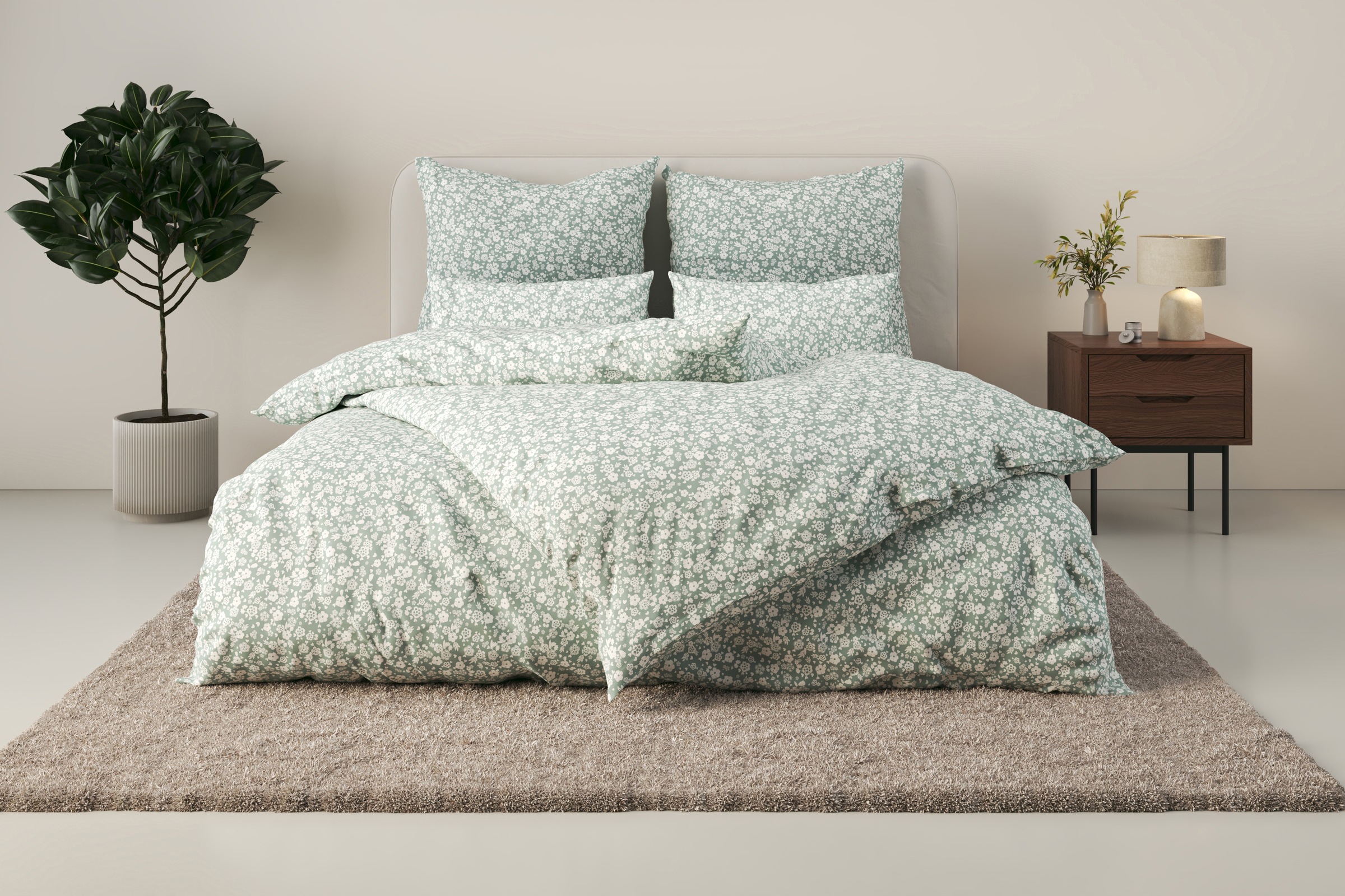my home Bettwäsche »Mariby« 2 Stk. tlg. mit feinem Blümchen Design, skandin günstig online kaufen