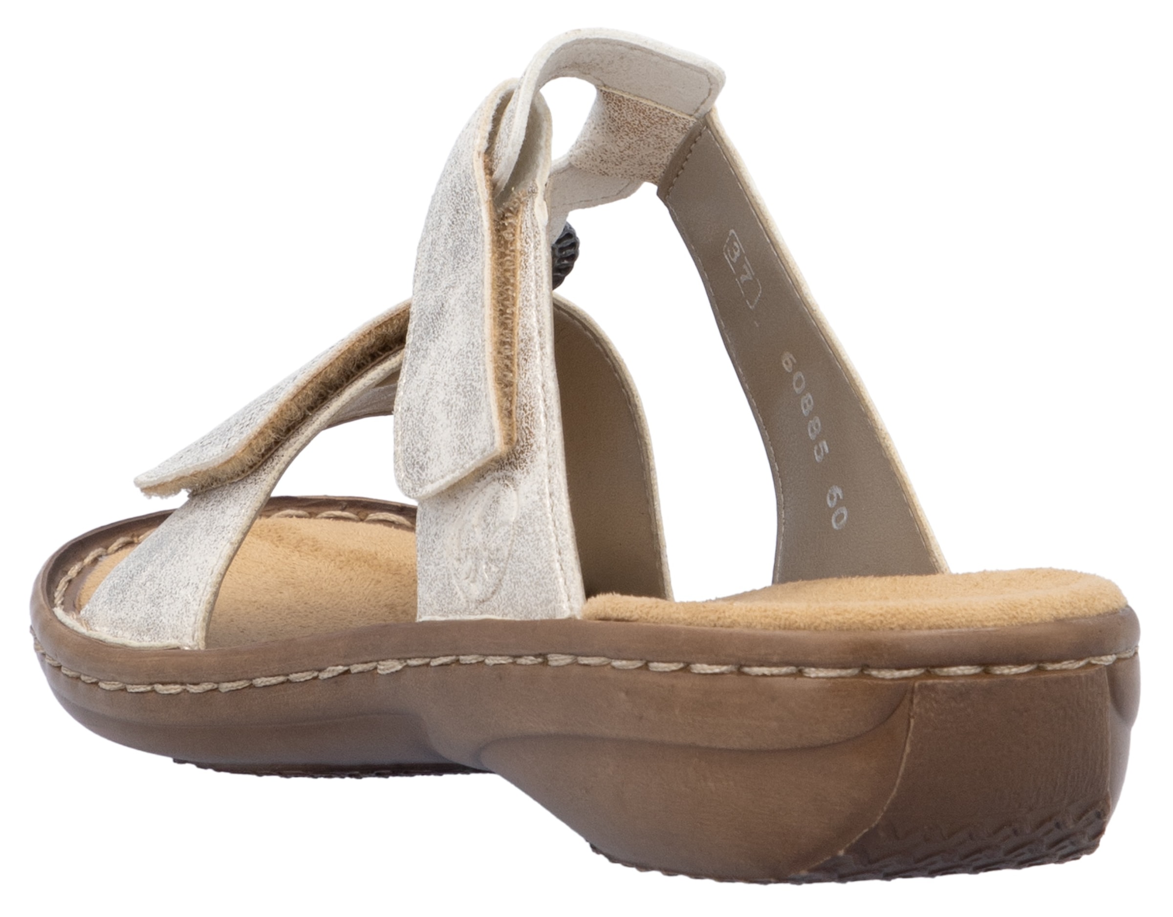 Rieker Pantolette, Sommerschuh, Strandschuh, Klettschuh mit Perforation