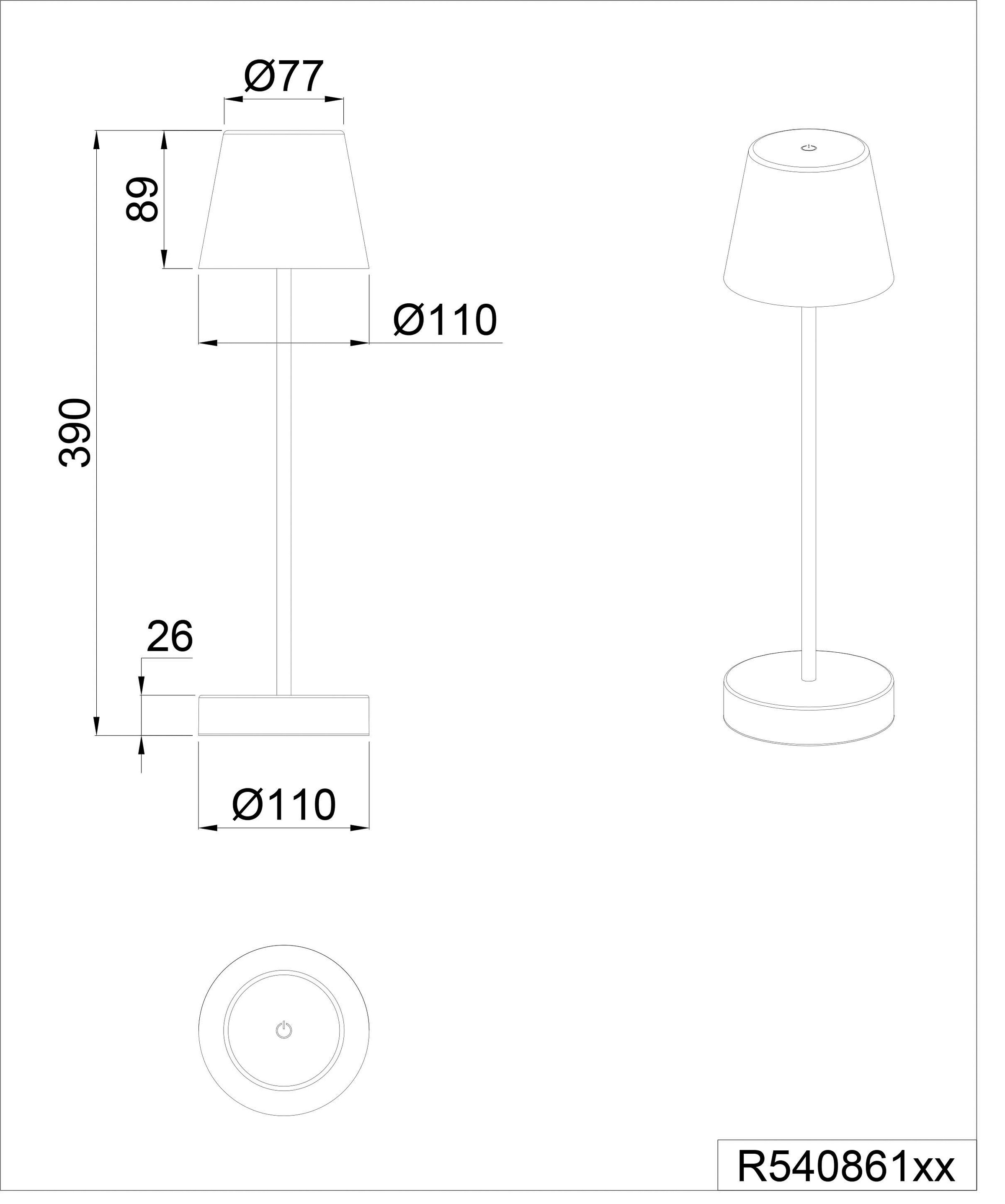 REALITY Leuchten LED Außen-Tischleuchte »Martinez«, 1 flammig, Leuchtmittel LED-Board | LED fest integriert, Touch Tischlampe dimmbar Lichtfarbe einstellbar, Akku, USB-C Anschluss