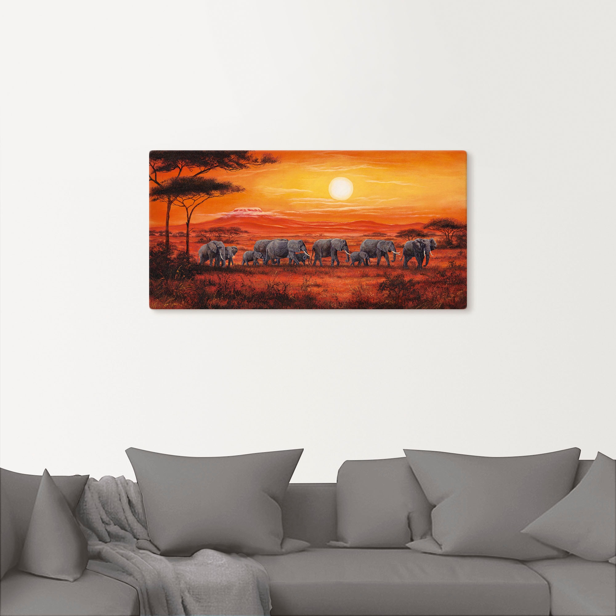 Artland Leinwandbild »Elefantenherde« Wildtiere 1 Stk. tlg. auf Holzrahmen gespannt