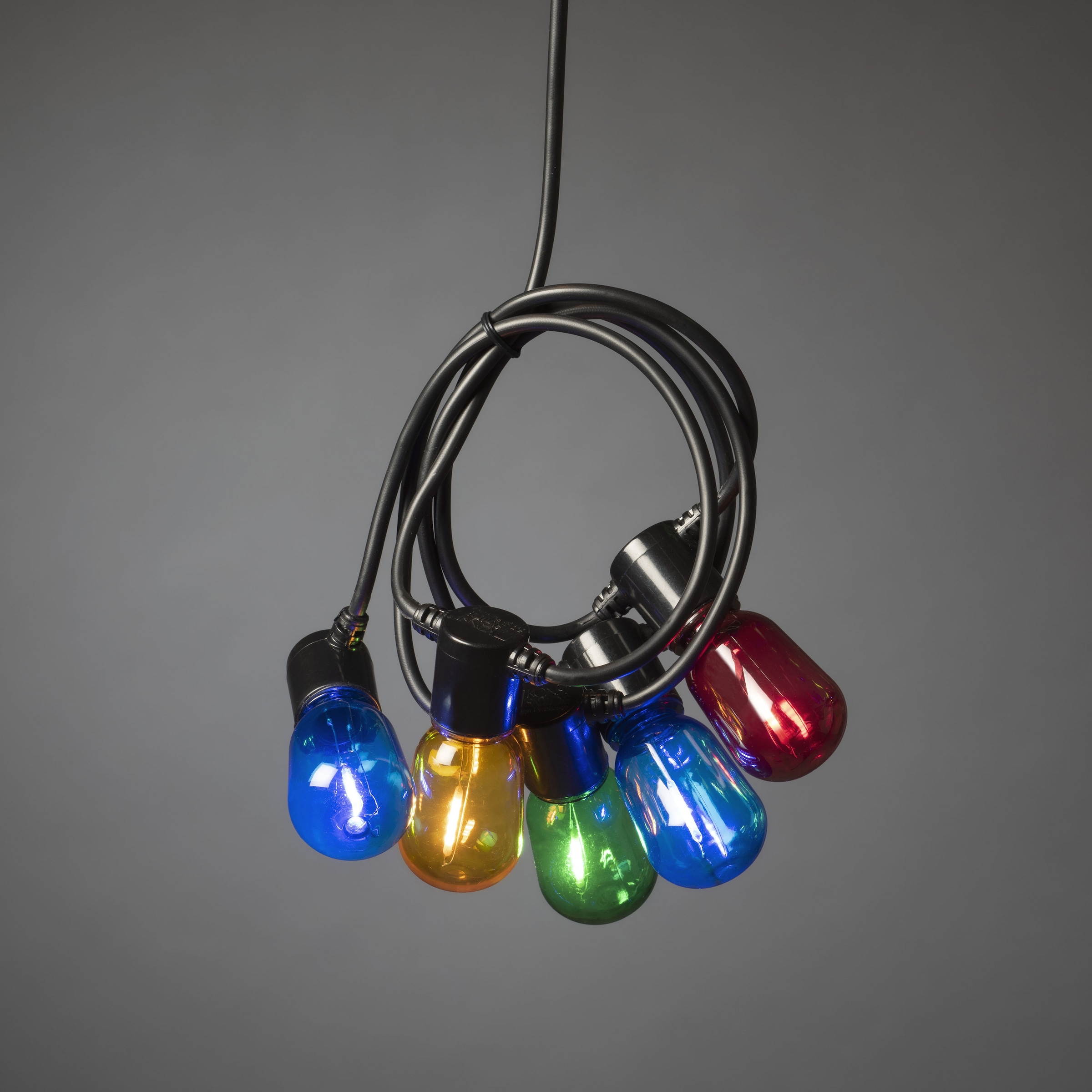 KONSTSMIDE LED-Lichterkette »Weihnachtsdeko aussen«, 40 St.-flammig, LED Biergartenkette, bunt, 40 bunte Birnen / 80 warm weiße Dioden