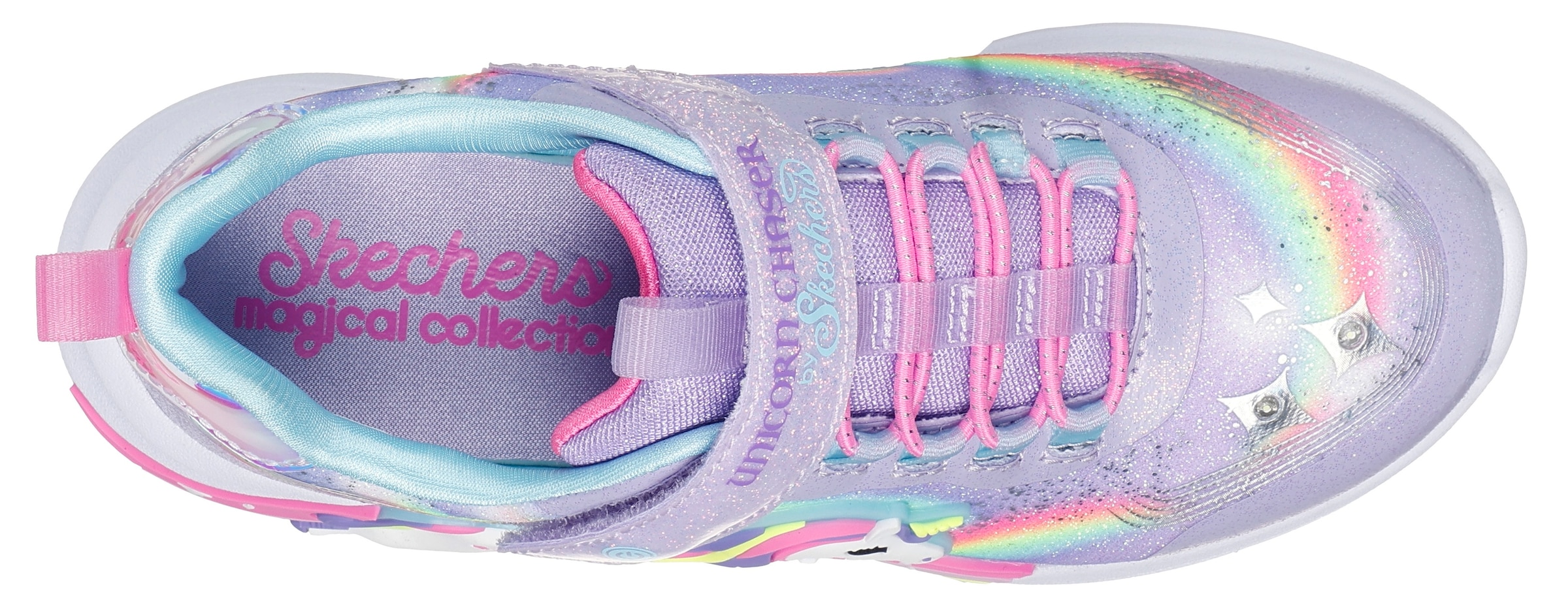 Skechers Sneaker »UNICORN CHASER«, Blinkschuh mit Einhorn, Größenschablone zum Download