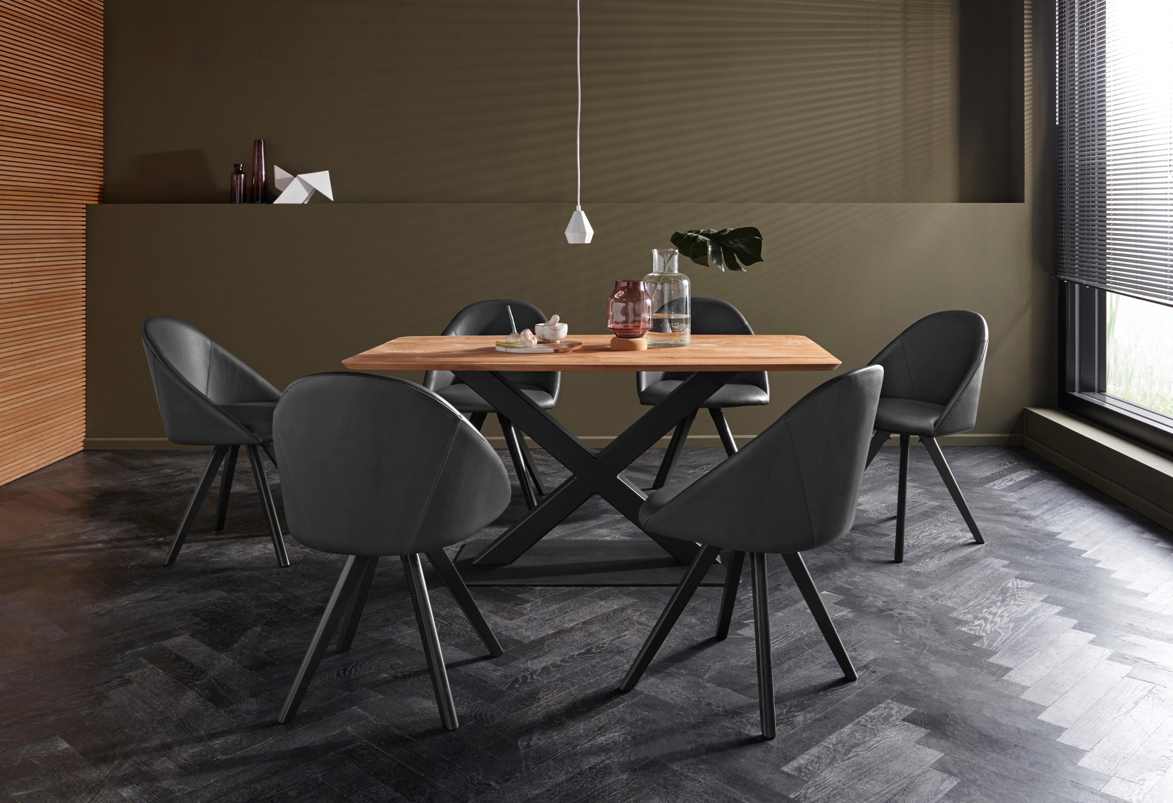 Home affaire 4-Fußstuhl »Lotos« (Set) 2 Stk.Bezug aus Echtleder und Gestell günstig online kaufen