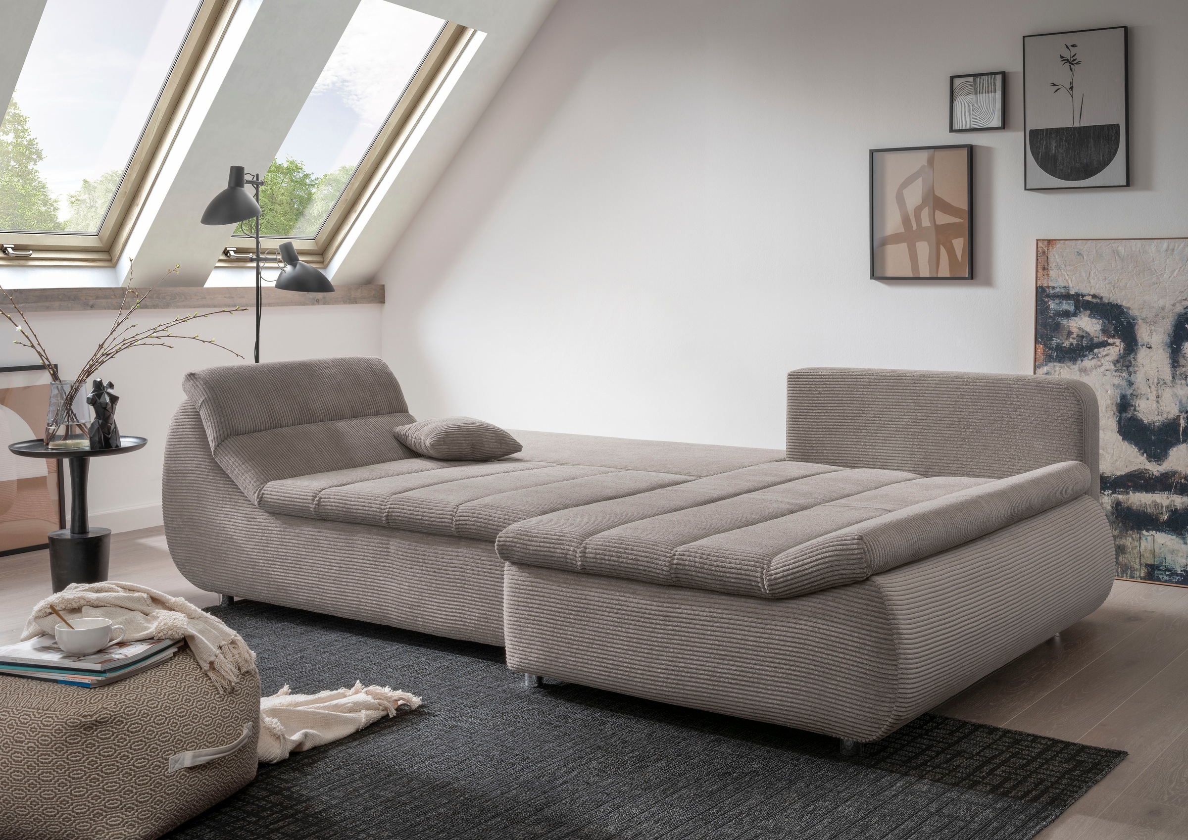 INOSIGN Ecksofa »Imola elegant und bequem, aktuelle Steppung im Sitz, L-For günstig online kaufen