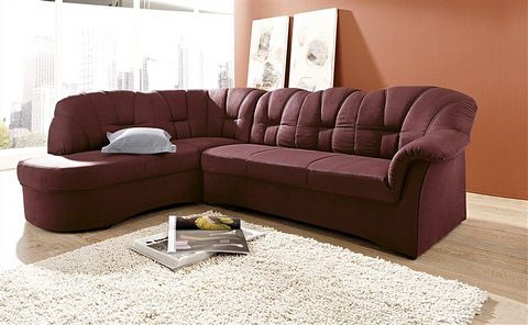 DOMO collection Ecksofa »Papenburg, zeitlose Rückensteppung, elegante Armlehne, L-Form«, mit Ottomane, wahlweise mit Bettfunktion, OTTOs Choice