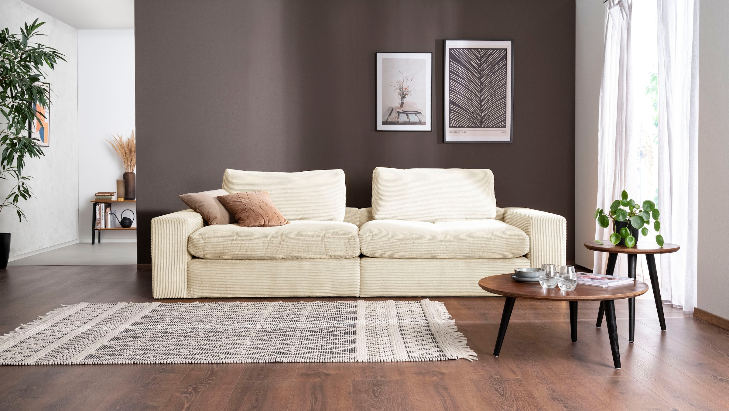 alina Big-Sofa "Sandy", 296 cm breit und 123 cm tief, in modernem Cordstoff günstig online kaufen