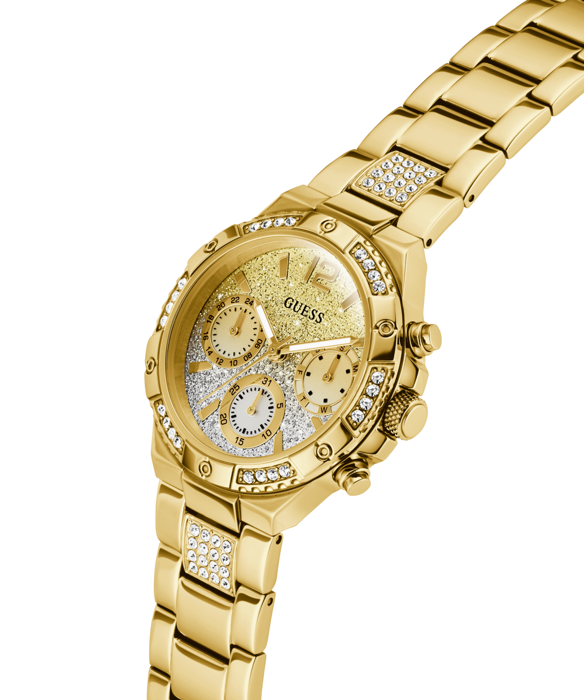 Guess Multifunktionsuhr »HARLOW« Quarzuhr, Armbanduhr, Damenuhr, Edelstahlarmband, Datum