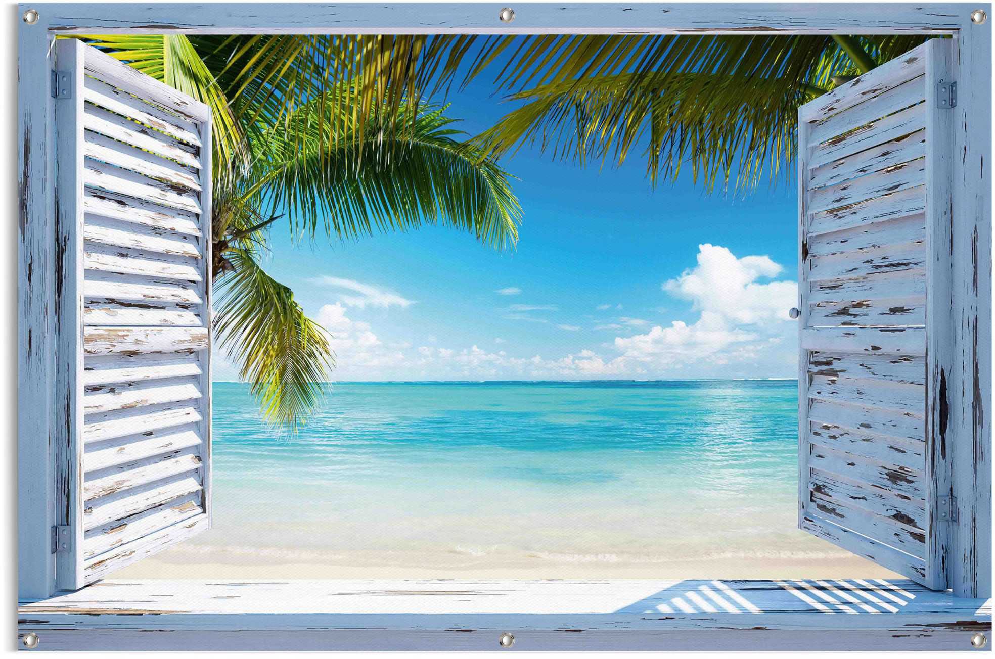 für und Reinders! Poster den bestellen »Strandfenster«, Gartenposter online leichtes Außeneinsatz wasserfestes