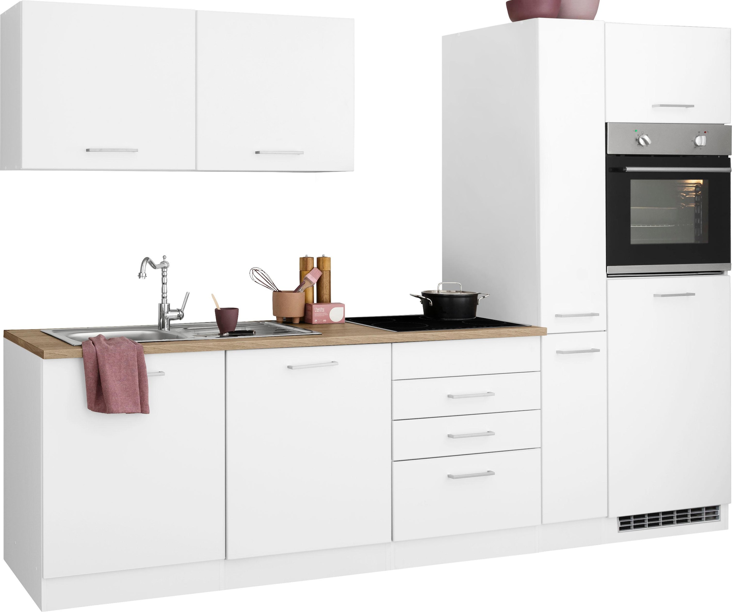 KOCHSTATION Küchenzeile »KS-Visby«, ohne E-Geräte, Breite 270 cm für Kühlschrank