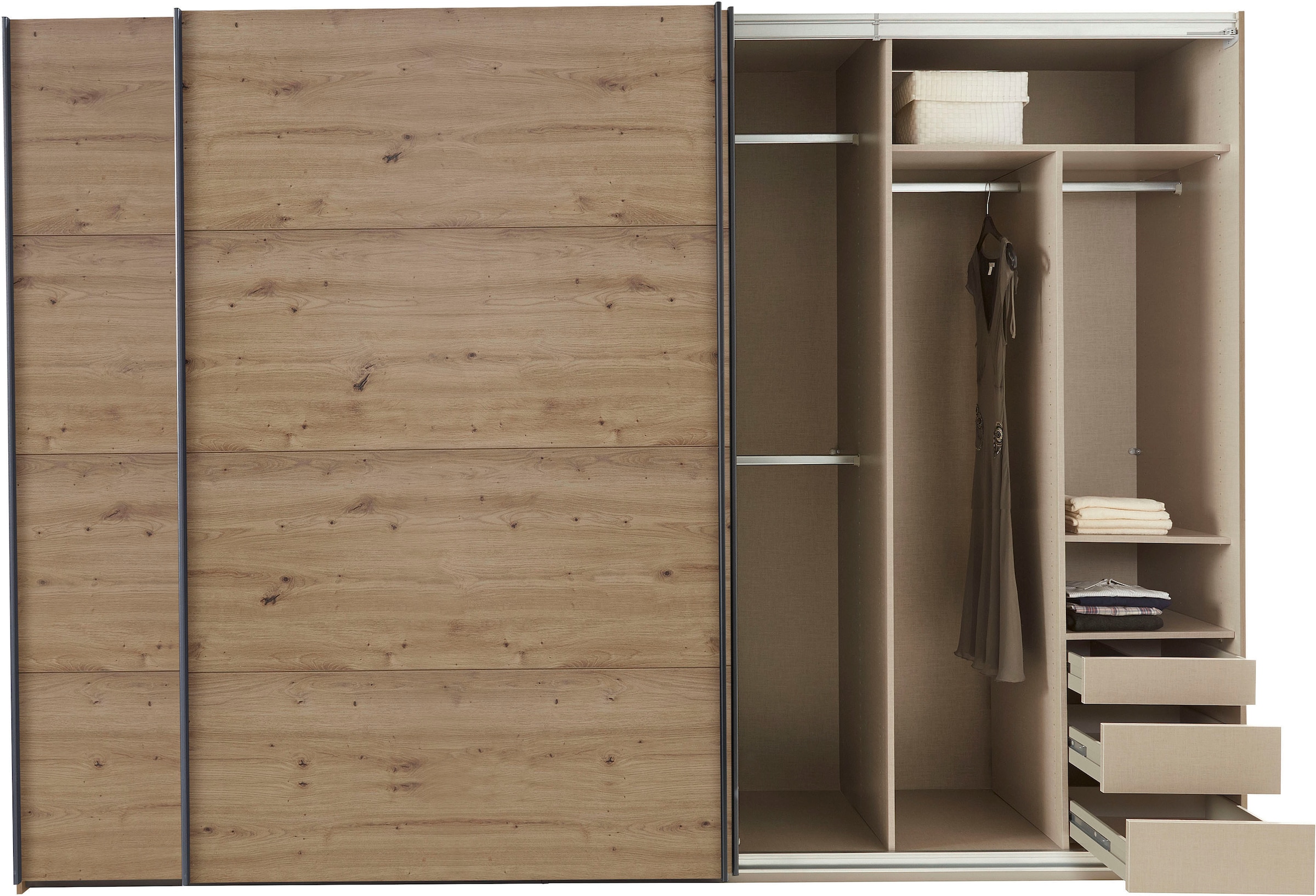 rauch Schwebetürenschrank »Kleiderschrank Schrank Garderobe TOPSELLER OTELI inkl. Inneneinteilung«, mit 3 Innenschubladen sowie zusätzlichen Einlegeböden MADE IN GERMANY