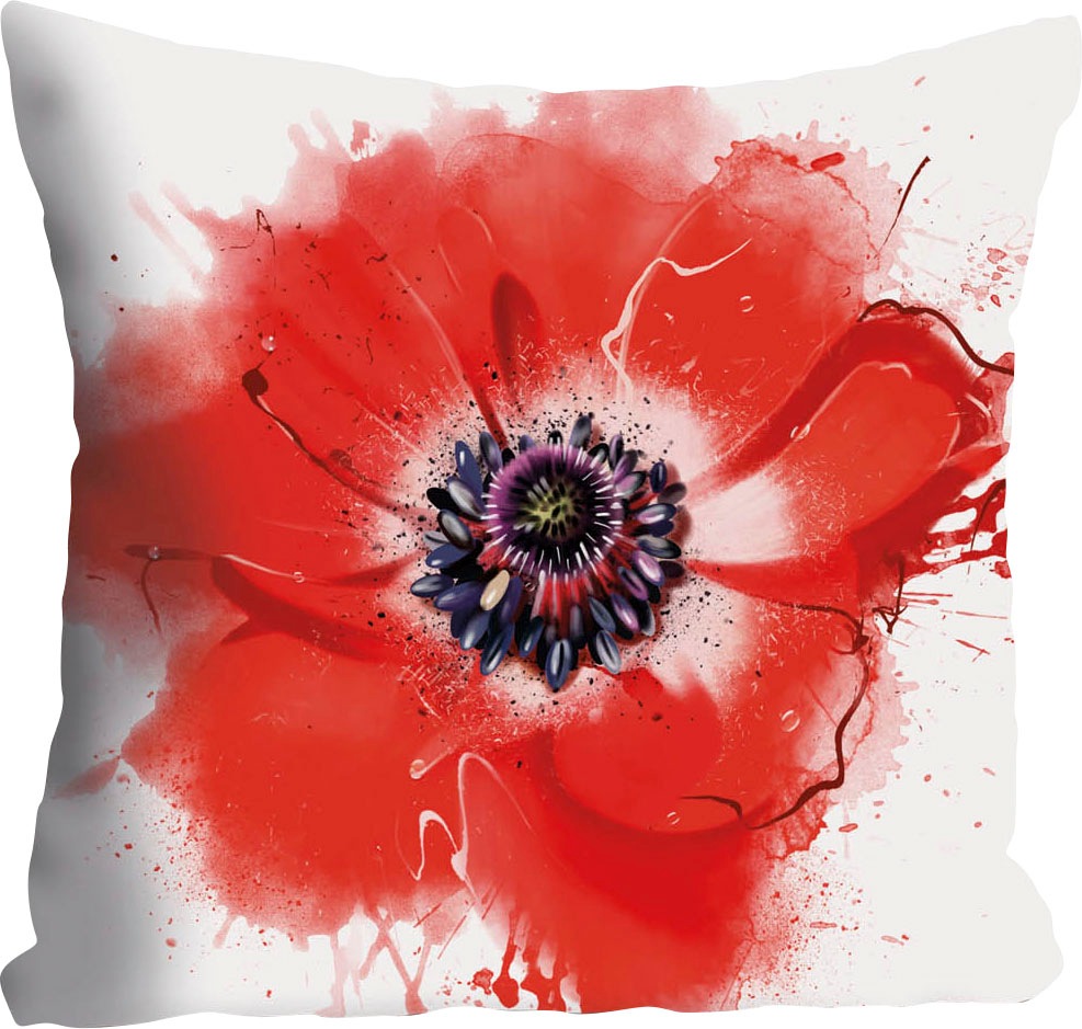 queence Dekokissen »Vicky«, Kissenhülle,Weißer Hintergrund,Mohnblumen,Flora günstig online kaufen