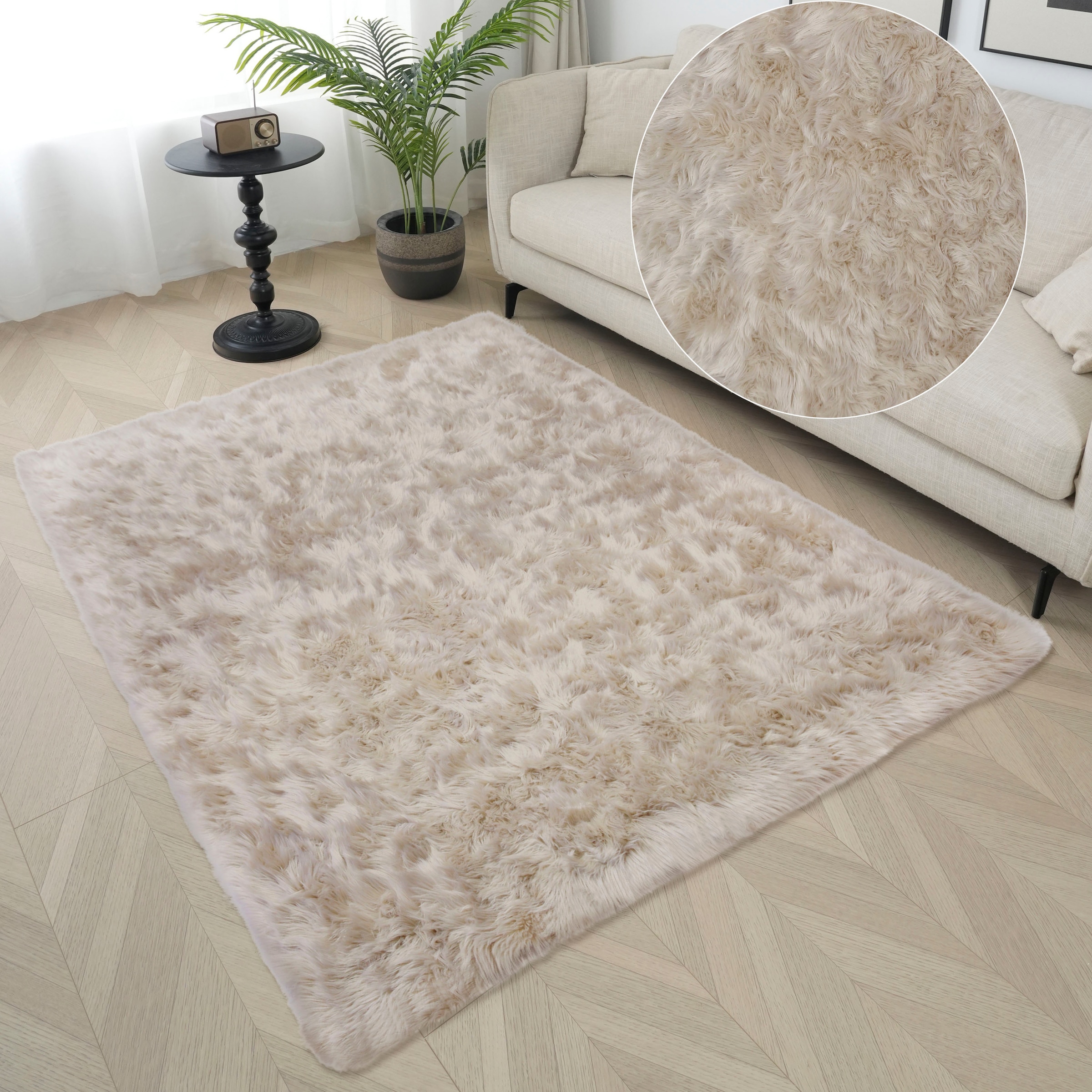 my home Hochflor-Teppich »Kalua, verschiedene Formen«, rechteckig, 60 mm Höhe, Kunstfell, weich, Uni-Farben, Wohnzimmer, Schlafzimmer, Esszimmer