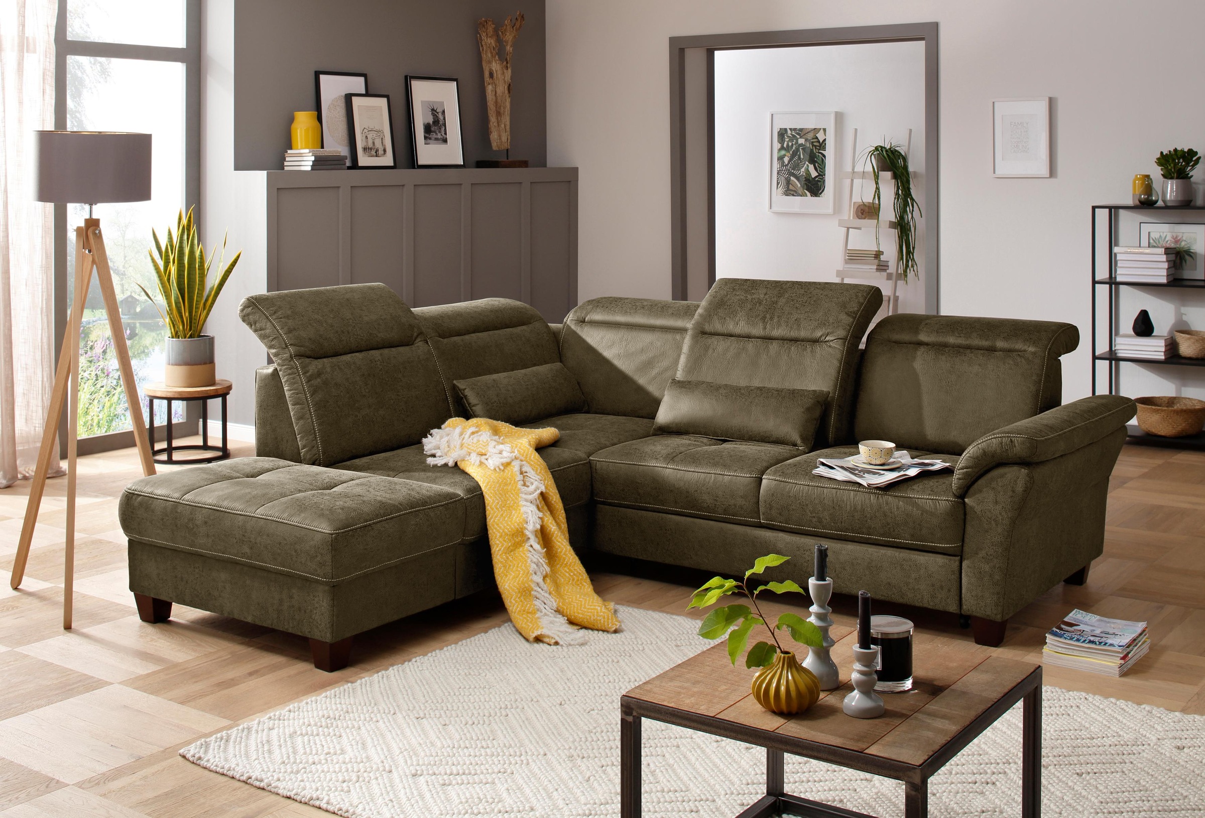 Home affaire Ecksofa »Solvei L-Form« wahlweise auch mit Kopfteilverstellung günstig online kaufen