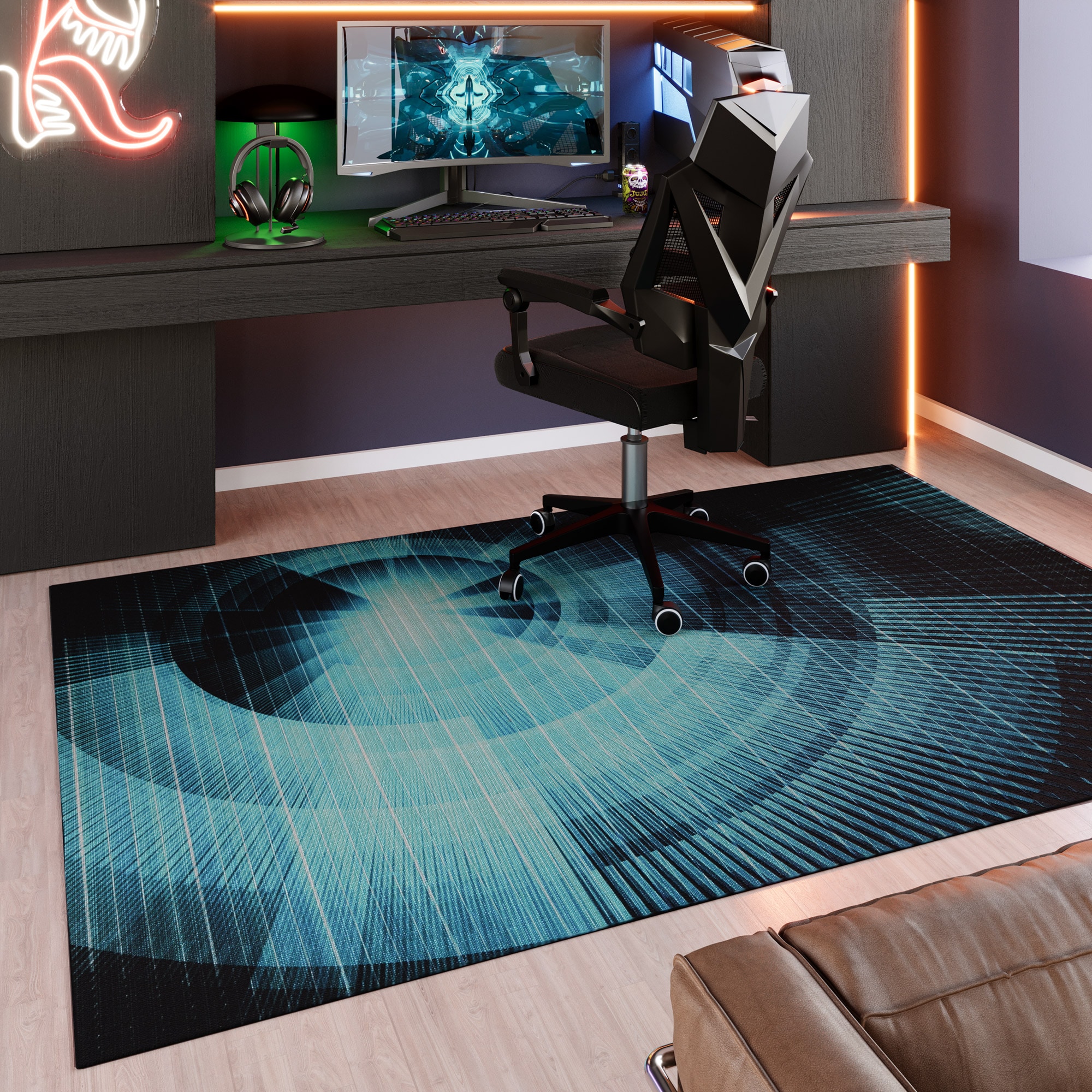 Wecon home Teppich »Cyber Swirl«, rechteckig, 5 mm Höhe, Gamer Teppich, gew günstig online kaufen