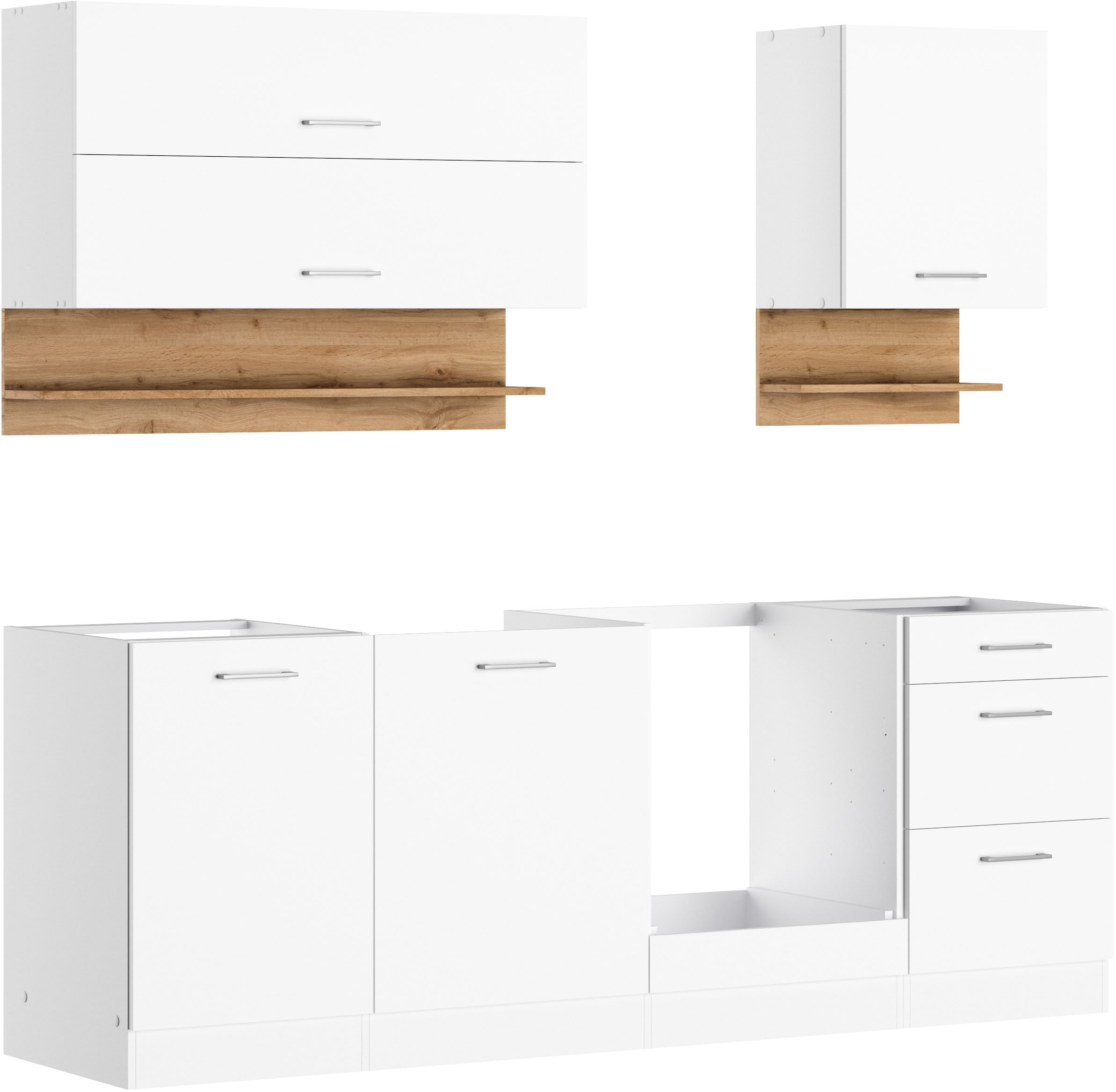 KOCHSTATION Küchenzeile »KS-Milan«, 220 cm breit, robuste Metallauszüge, vi günstig online kaufen